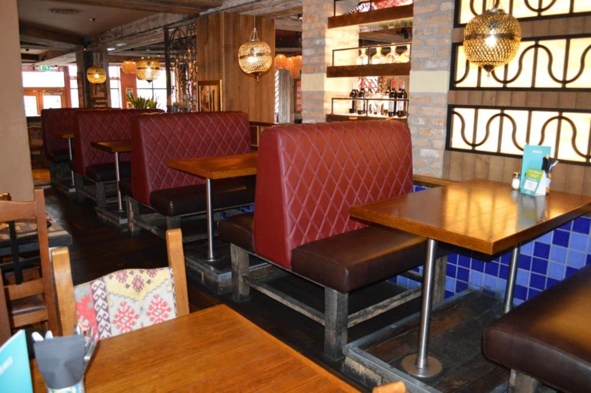 13 x Selection of Contemporary Restaurant Seating With Red and Brown Faux Leather Upholstery and - Image 5 of 8