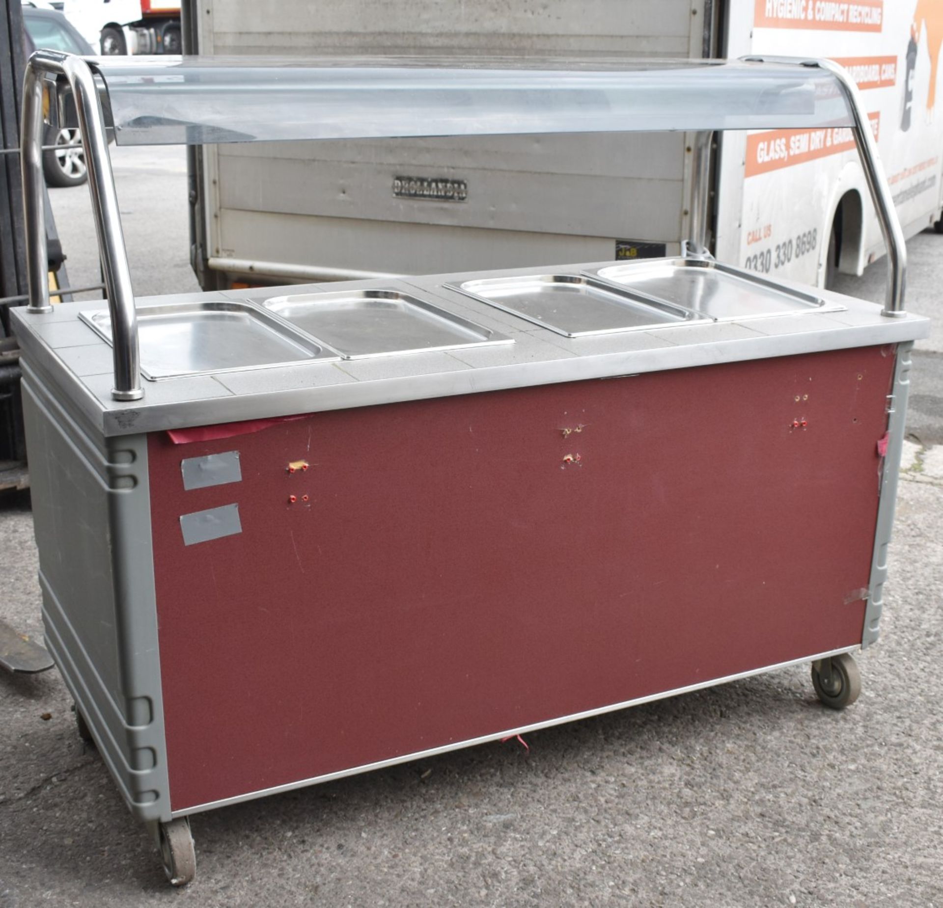 1 x Commercial Catering Server With Hot Plates, Warming Cupboards and Gantry Heater - Stainless