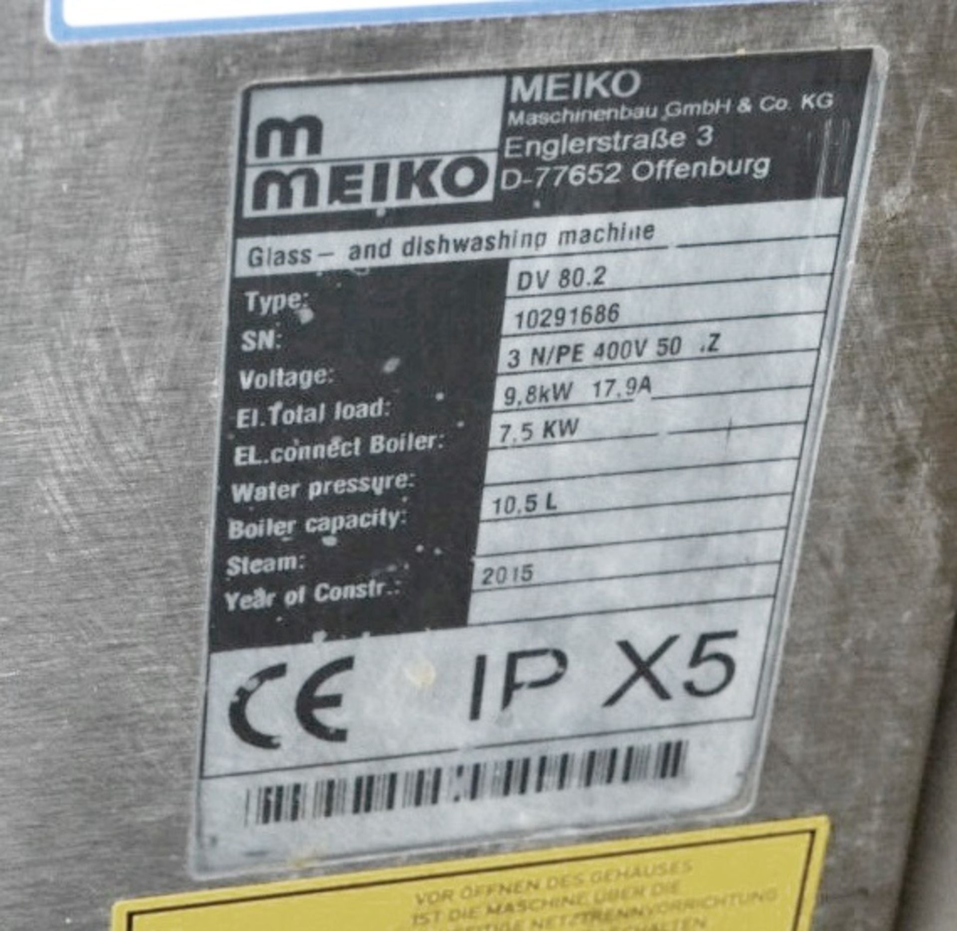 1 x MEIKO DV80.2 Pass Through Dishwasher - City Centre Restaurant Closure - CL353 - Ref: M433 - Image 9 of 14