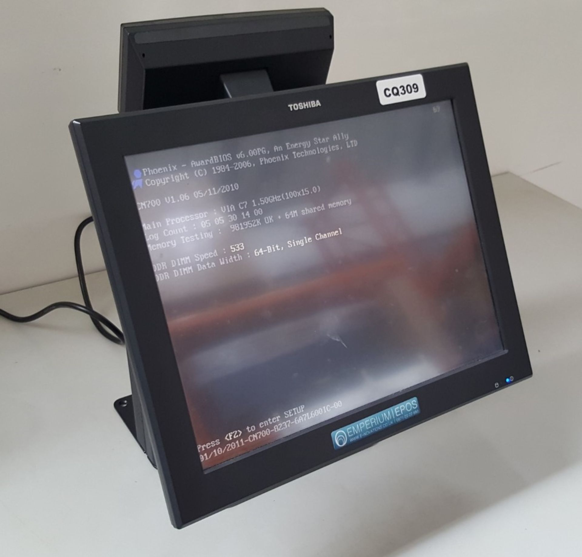 1 x Toshiba ST-A10 TouchScreen ePos Display ST-A10-2B7K-QM-R - Ref CQ309 - Image 4 of 5