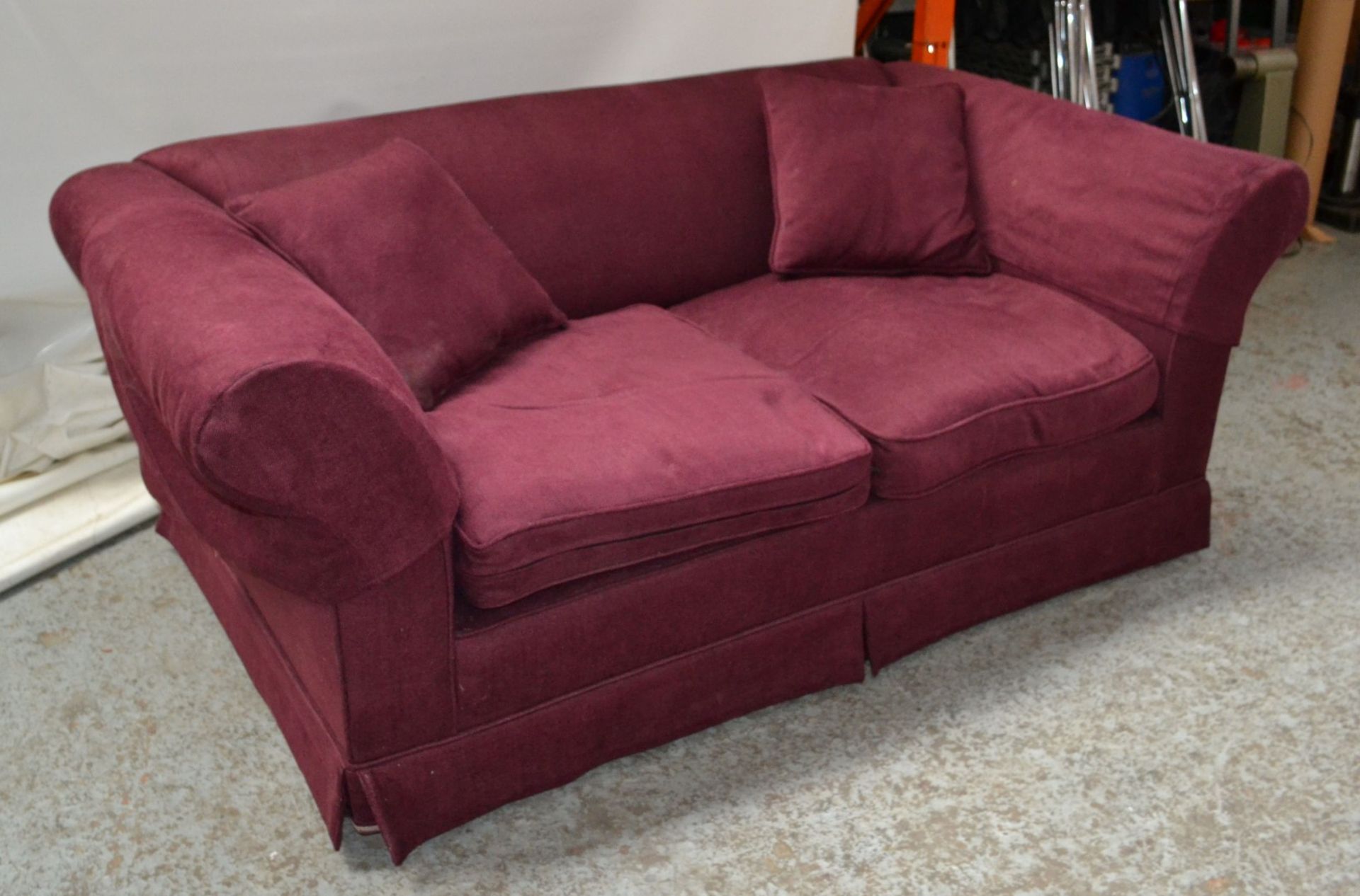 1 x Large Purple Sofa With Arm Covers - CL314 - Location: Altrincham WA14 - *NO VAT On Hammer*<B - Image 6 of 9