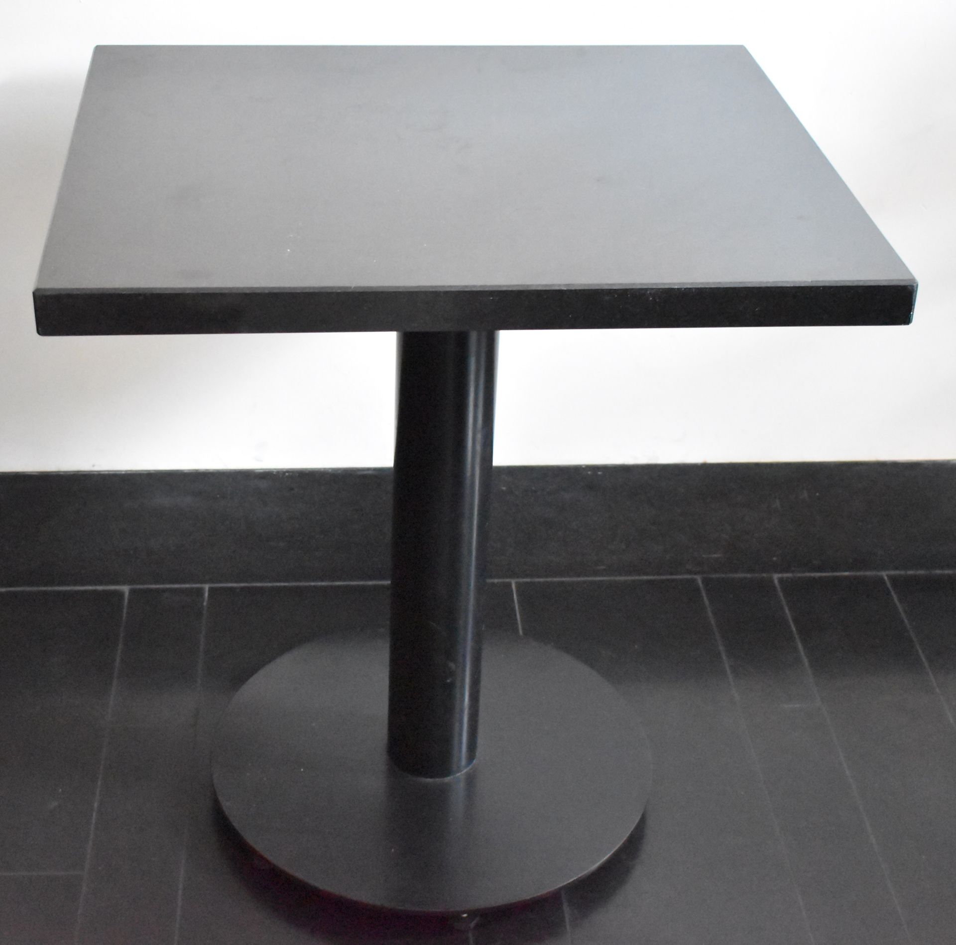 4 x Restaurant Bistro Tables With Granite Stone Tops and Substantial Metal Bases - Dimensions: H77 x