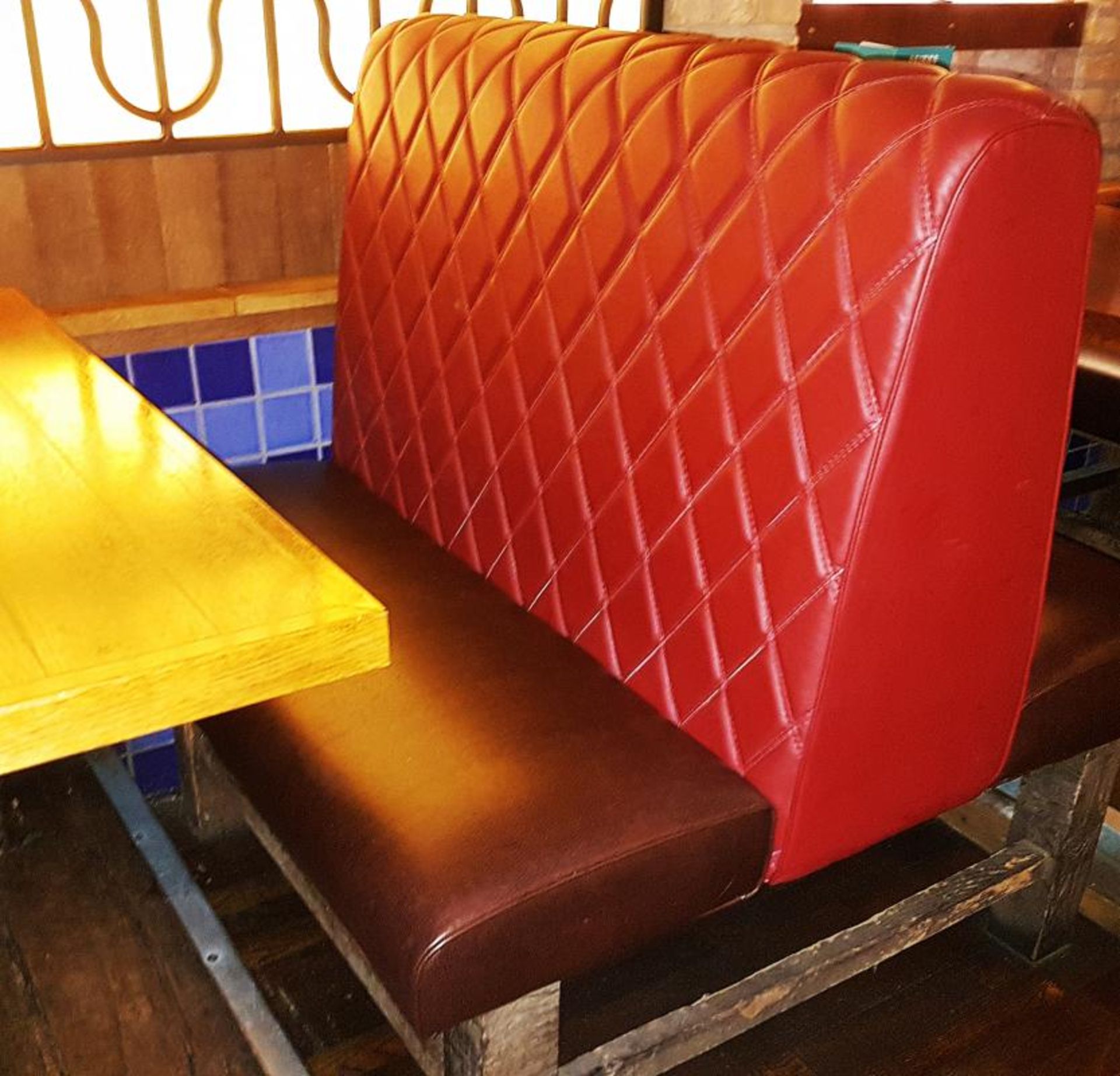 13 x Selection of Contemporary Restaurant Seating With Red and Brown Faux Leather Upholstery and