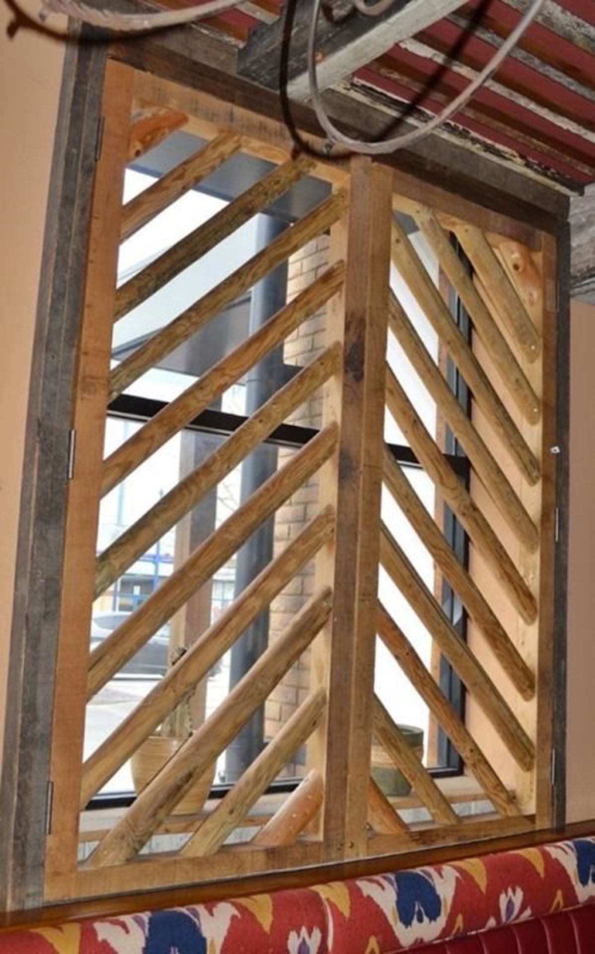4 x Wooden Timber Window Shutters - Each Shutter Features Two Timber Frames With Round Wood - Image 2 of 5