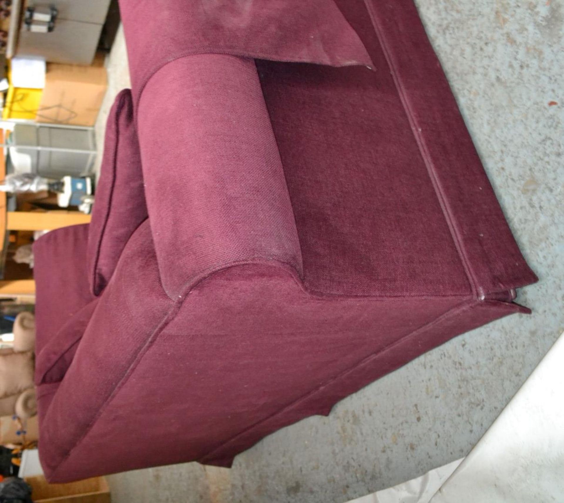 1 x Large Purple Sofa With Arm Covers - CL314 - Location: Altrincham WA14 - *NO VAT On Hammer*<B - Image 9 of 9