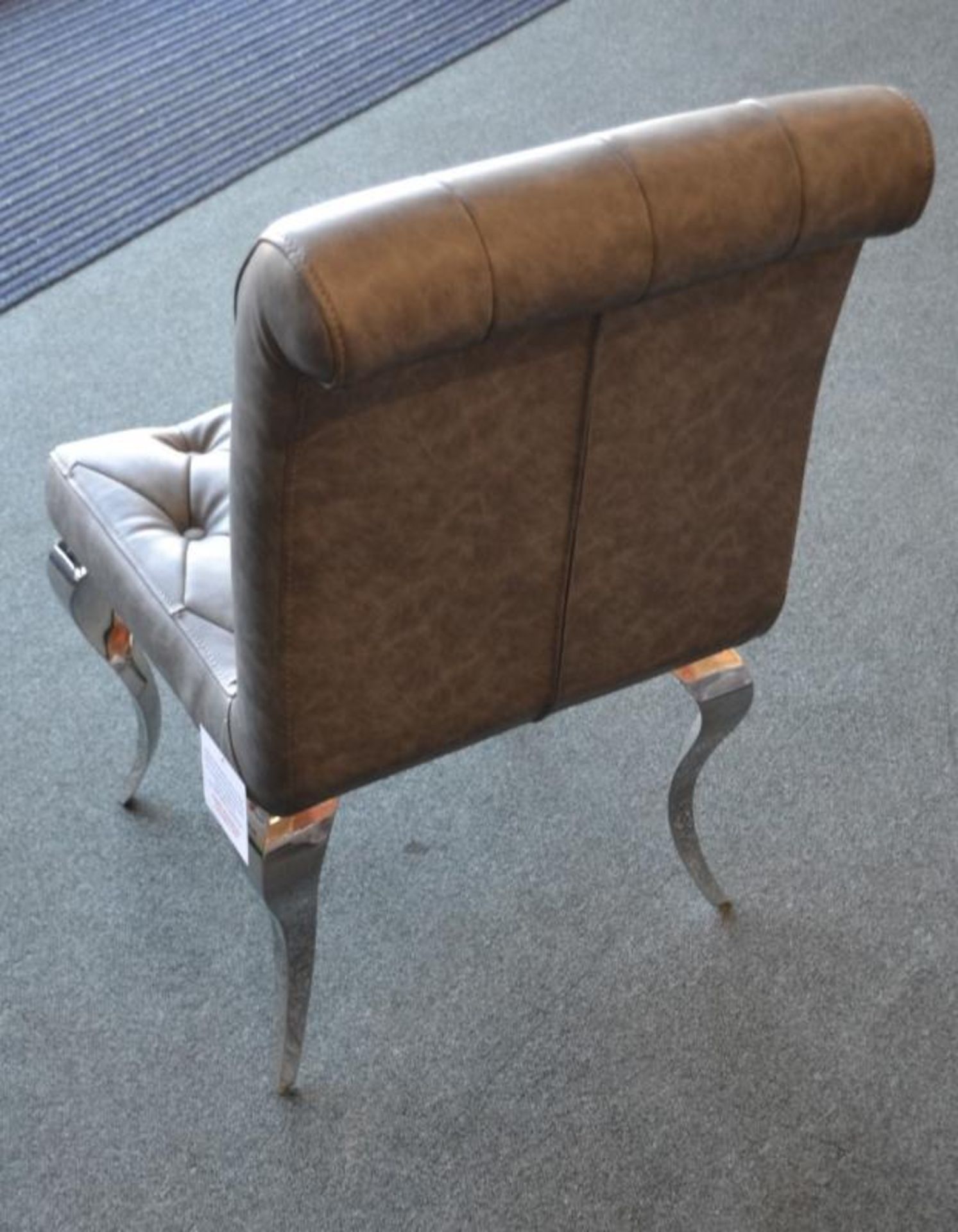 1 x Luxurious Detailed Pebble Grey Dressing Table Chair. This chair is covered in soft leatherette a - Image 3 of 4