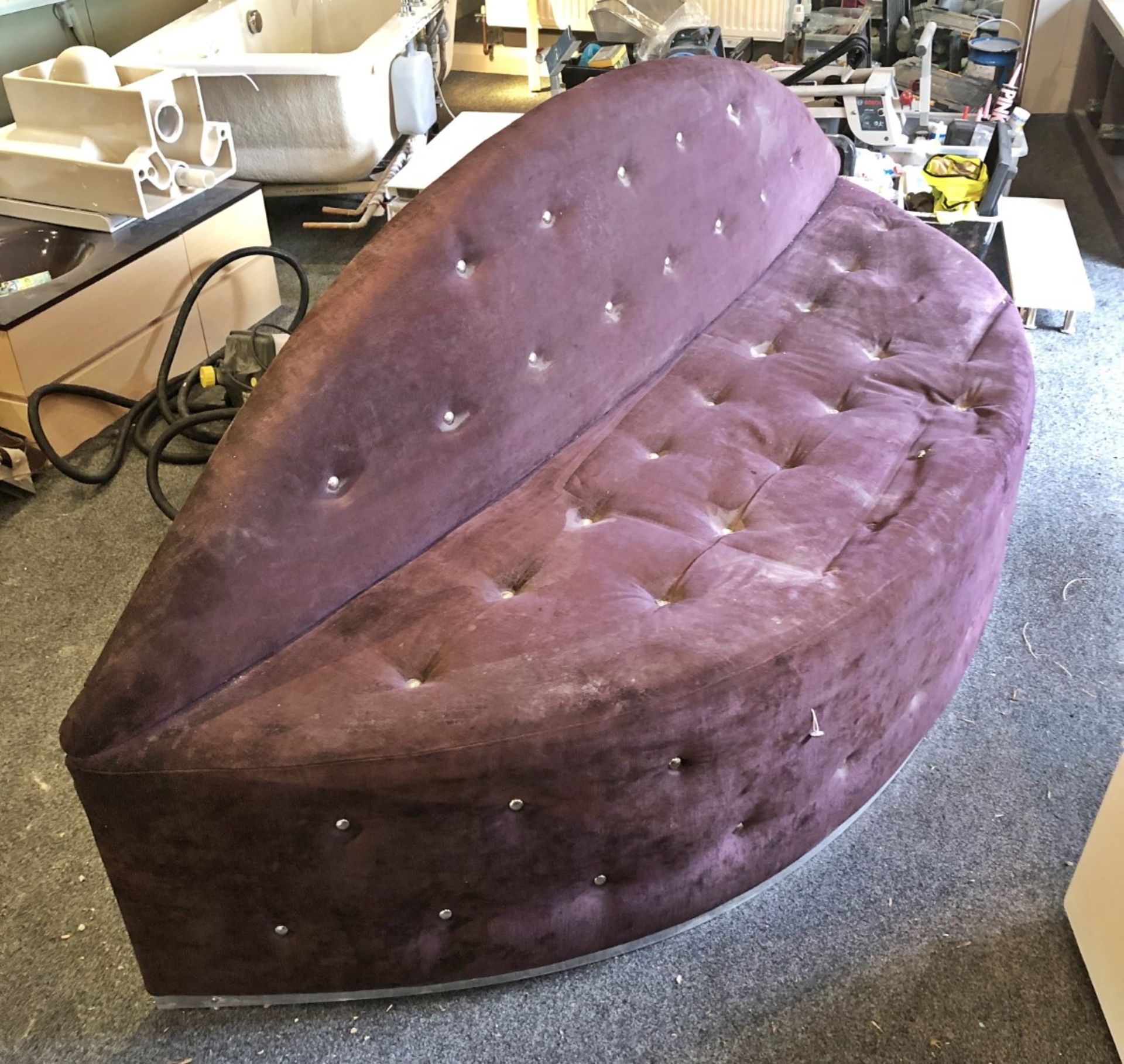 1 x Large Purple Velour Sofa - NC1070 - CL380 - Location: Altrincham WA14 - NO VAT