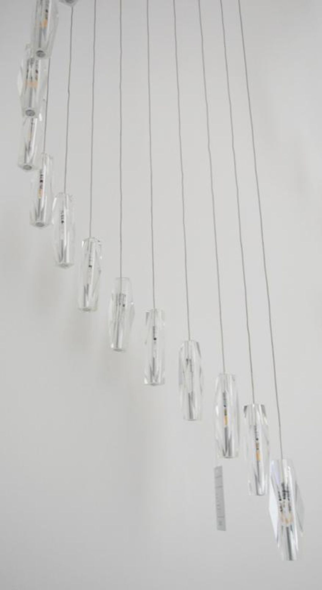 1 x Sculptured Ice Chrome 20 Light Dingle Dangle Pendant With Crystal Glass - Ex Display Stock - CL2 - Image 3 of 6