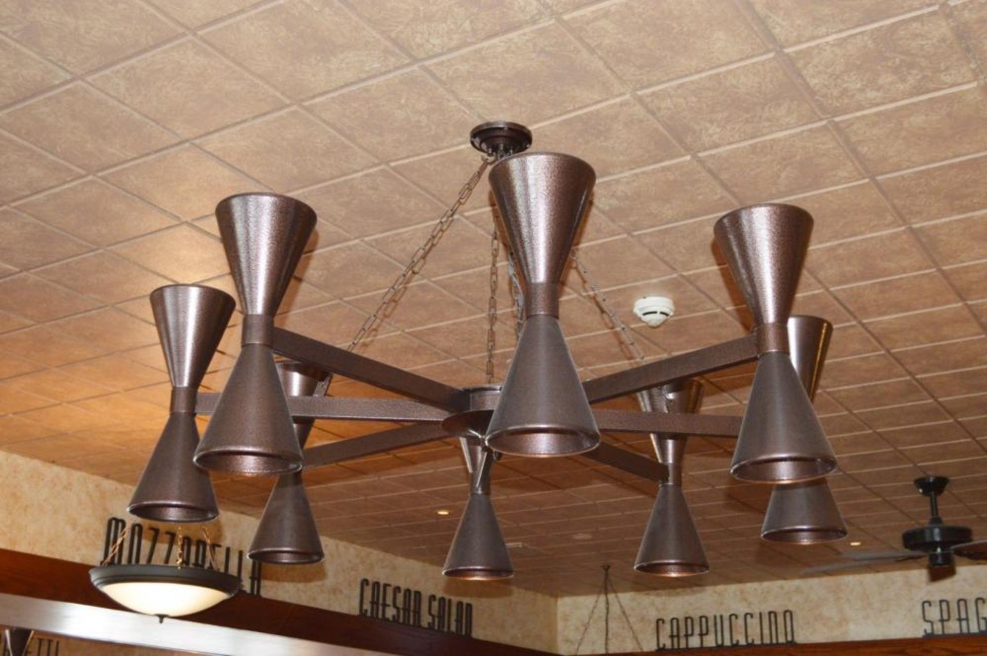 1 x Large and Impressive 8 Arm Chandelier Light Fitting With Brown Pitted Finish - Approx Dimension - Image 2 of 5