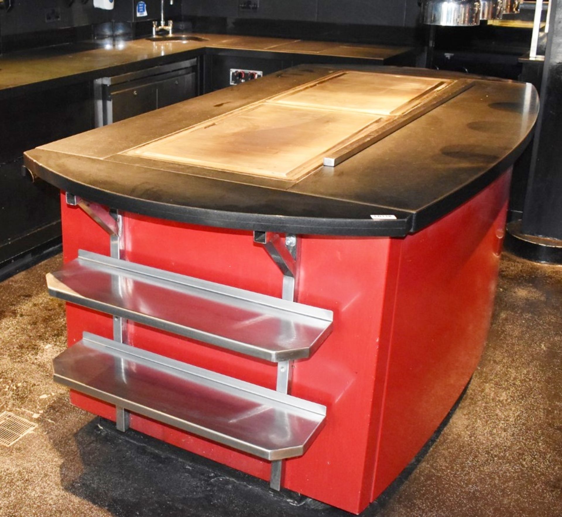 1 x Commercial Kitchen Center Island With Stone Counter Top Surface, Integrated Solid Top Griddles - Image 3 of 11