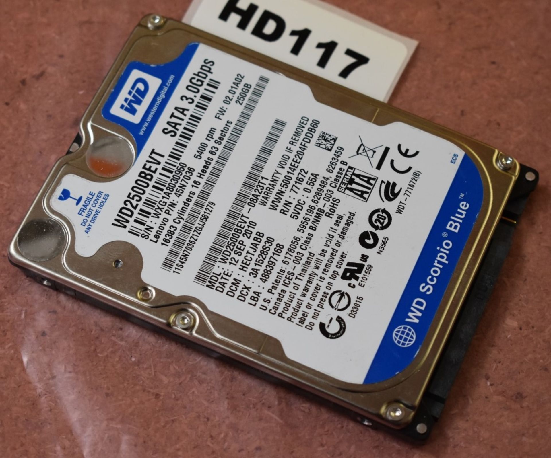 4 x Western Digital 250gb Scorpio Blue 2.5 Inch SATA Hard Drives - Tested and Formatted - HD115/ - Image 3 of 4