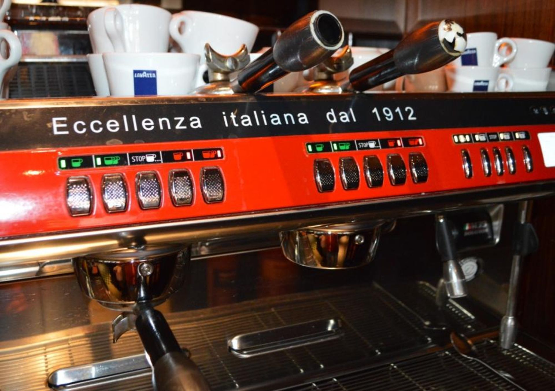 1 x La Cimbalie Espresso & Cappucino 3 Group Coffee Machine in Red - Model M39 Dosatron - Ref - Image 2 of 5