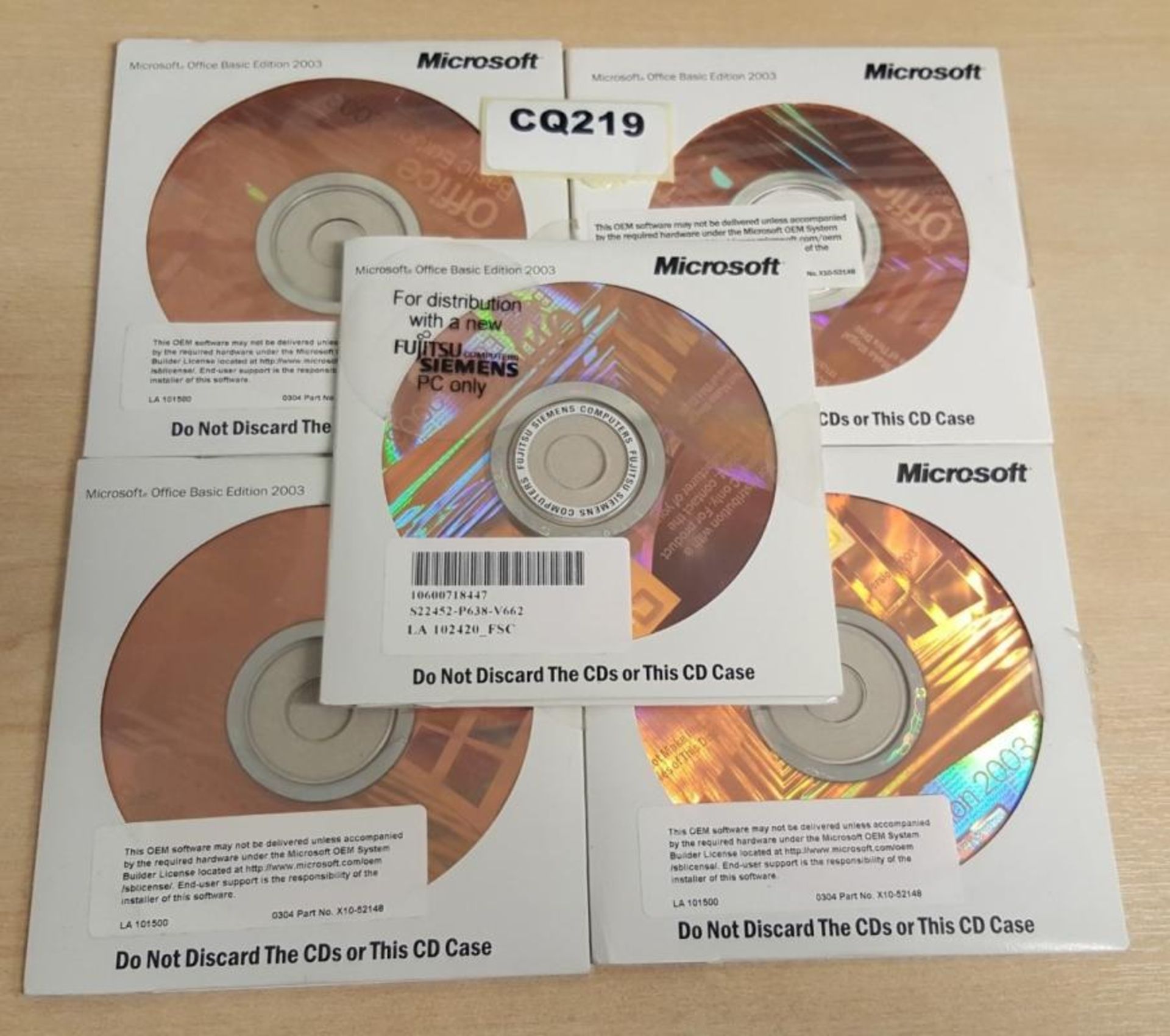 5 x Microsoft office Basic Edition 2003 Disc - Ref CQ219 UP/N - CL394 - Location: Altrincham WA14 &l