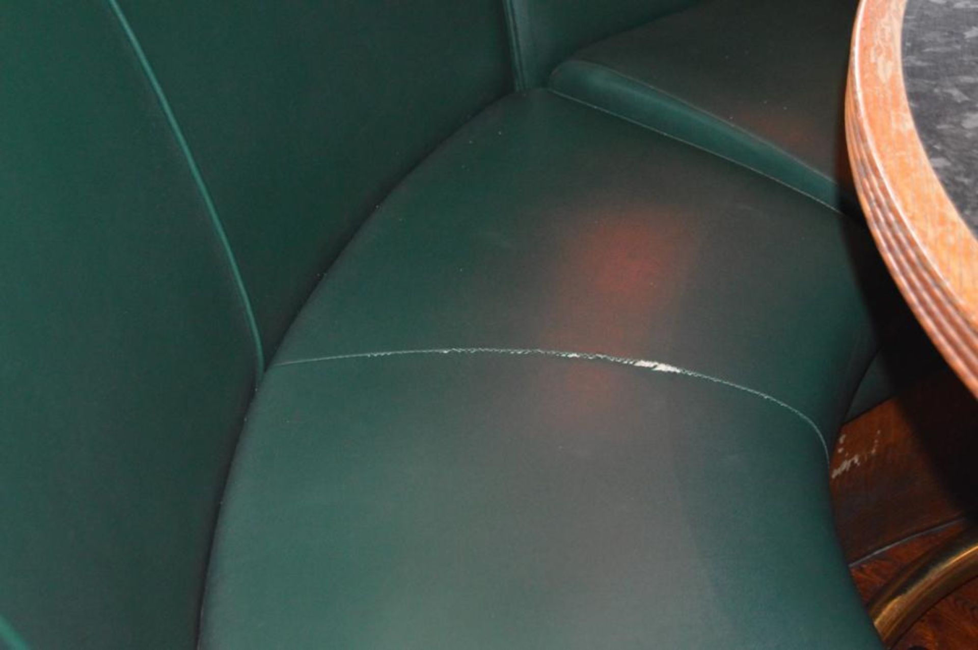 2 x Contemporary U Seating Booths With Green Faux Leather Upholstery and Brass Foot Rests - H105 x W - Image 4 of 6
