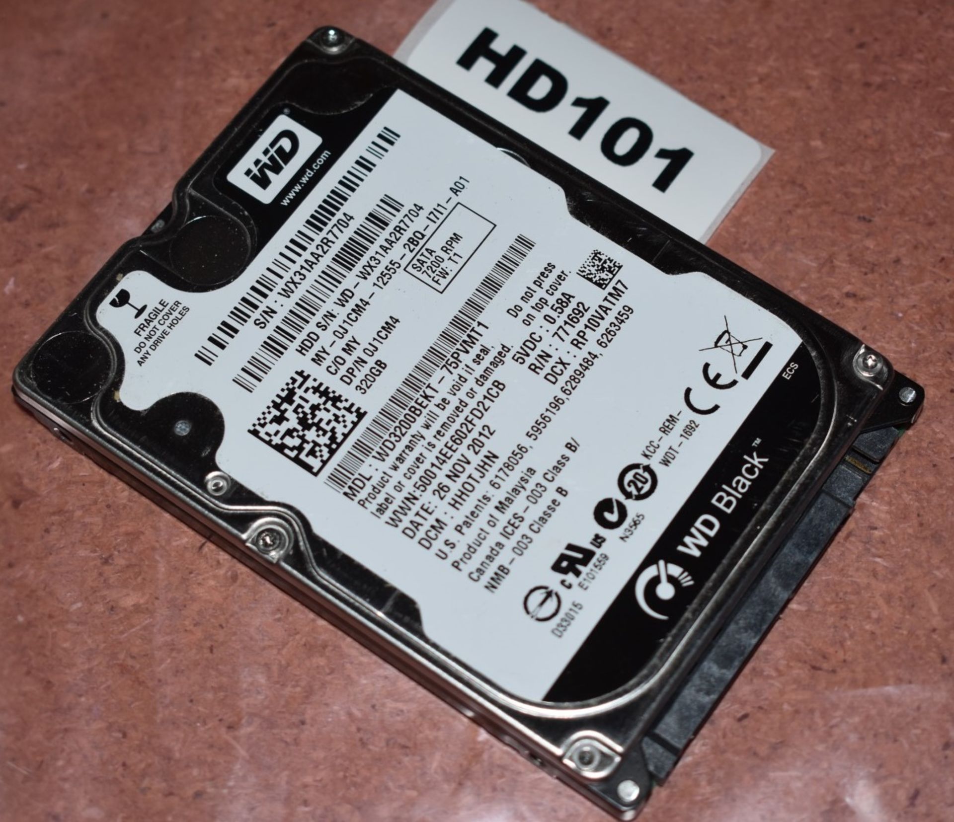 1 x Western Digital 320gb Black 2.5 Inch SATA Hard Drive - Tested and Formatted - HD101 - CL011 -