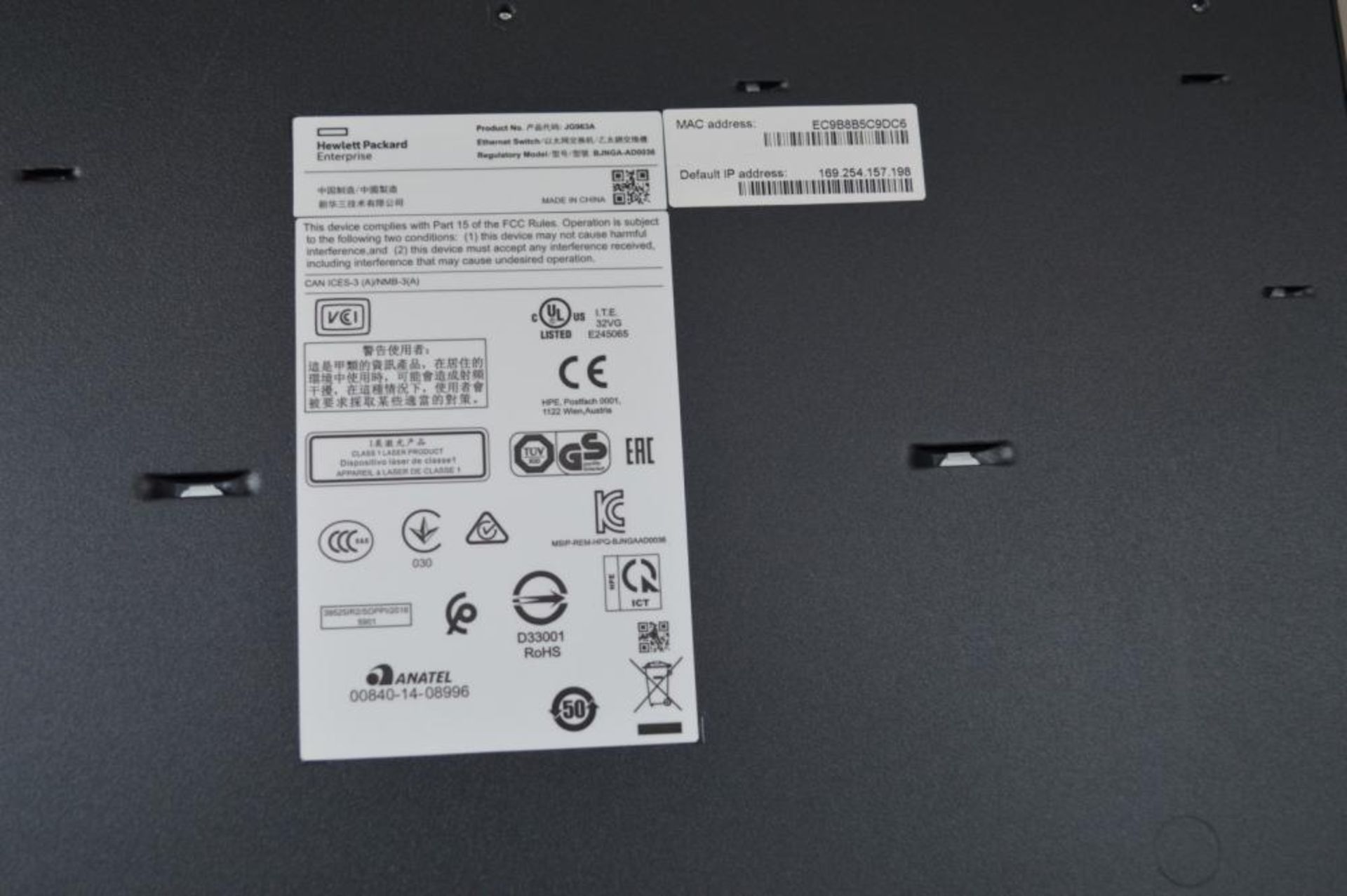 1 x Hewlett Packard Enterprise JG963A Switches HPE 1950-48G-2SFP+-2XGT-PoE+ - Ref TP303 - CL394 - L - Image 2 of 3