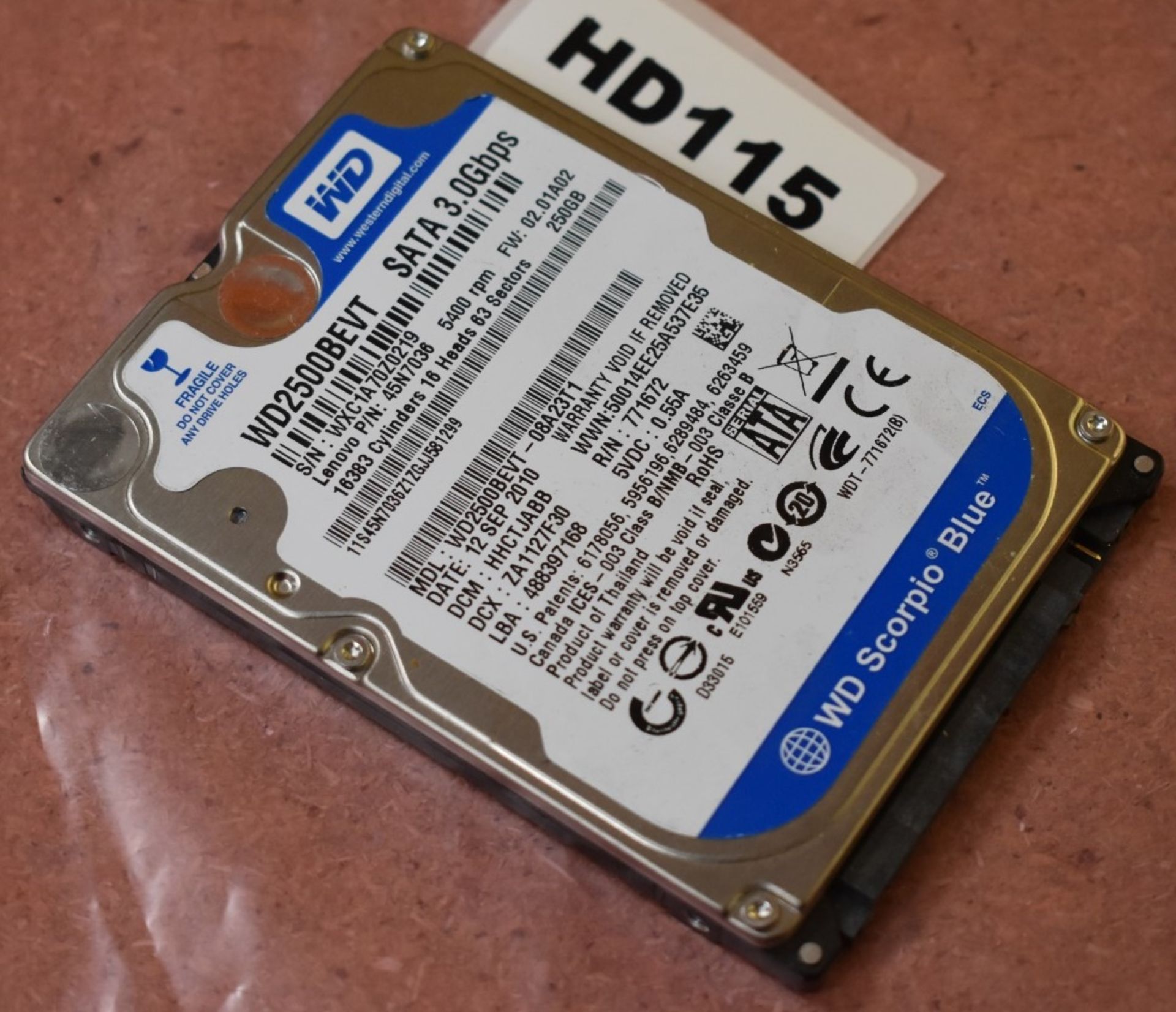 4 x Western Digital 250gb Scorpio Blue 2.5 Inch SATA Hard Drives - Tested and Formatted - HD115/