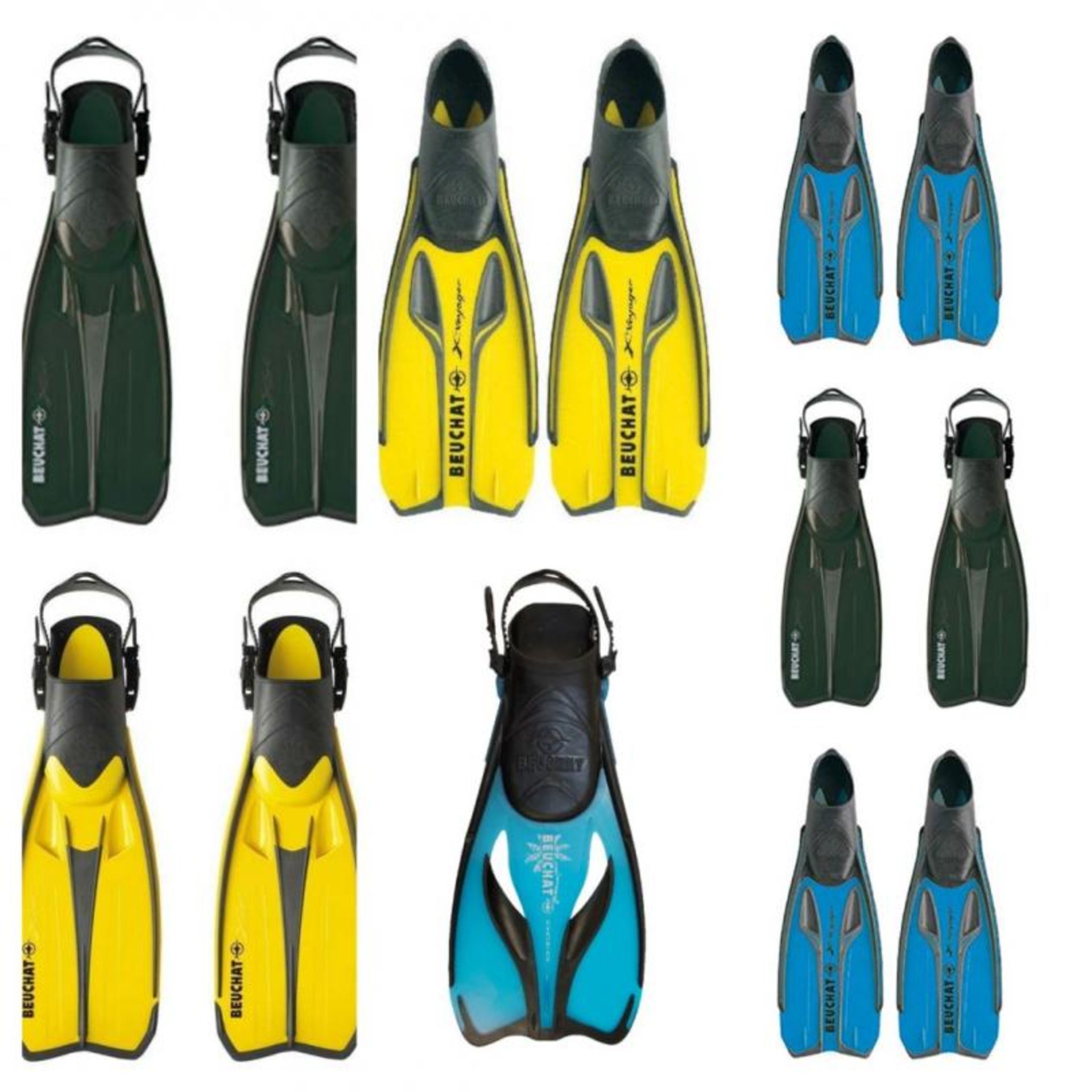 7 x Pairs Of Beuchat Fins - Ref: NS295, NS296, NS297, NS298, NS303, NS304, NS171, NS172, NS173, NS17