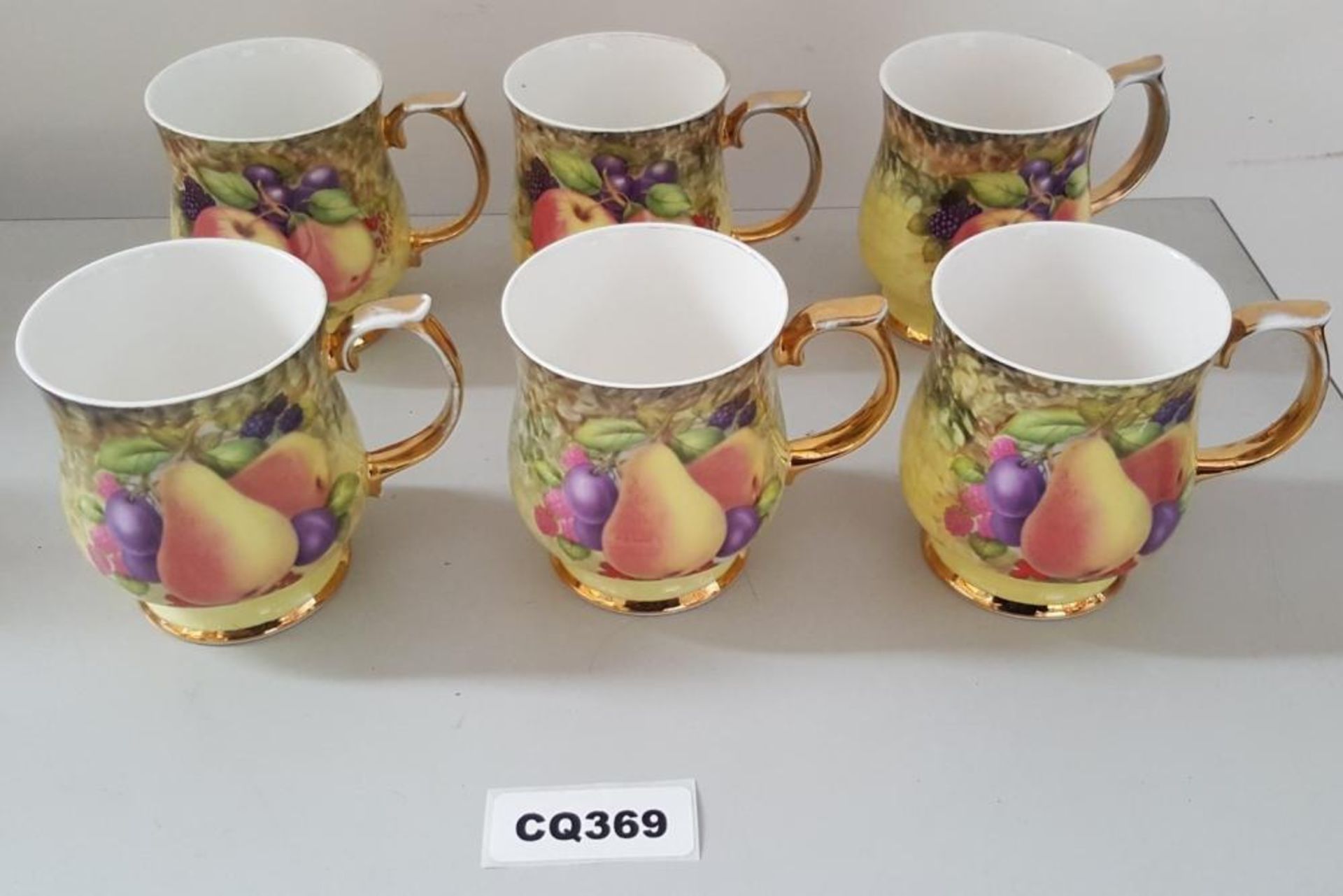 6 x Set Of Baron China Staffs LTD Mugs With Fruit Design - Ref CQ369 E - CL334 - Location: Altrincha