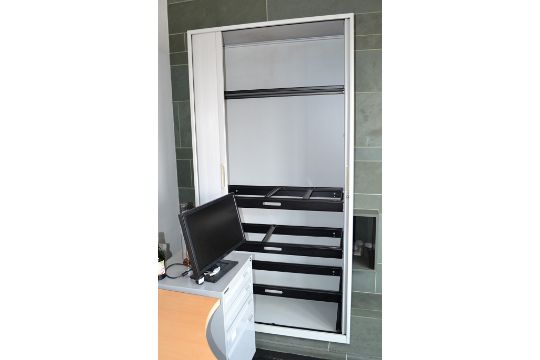 A Pair Of Tall Office Tambour Cupboards (File Storage) With Roller Doors - Image 2 of 2