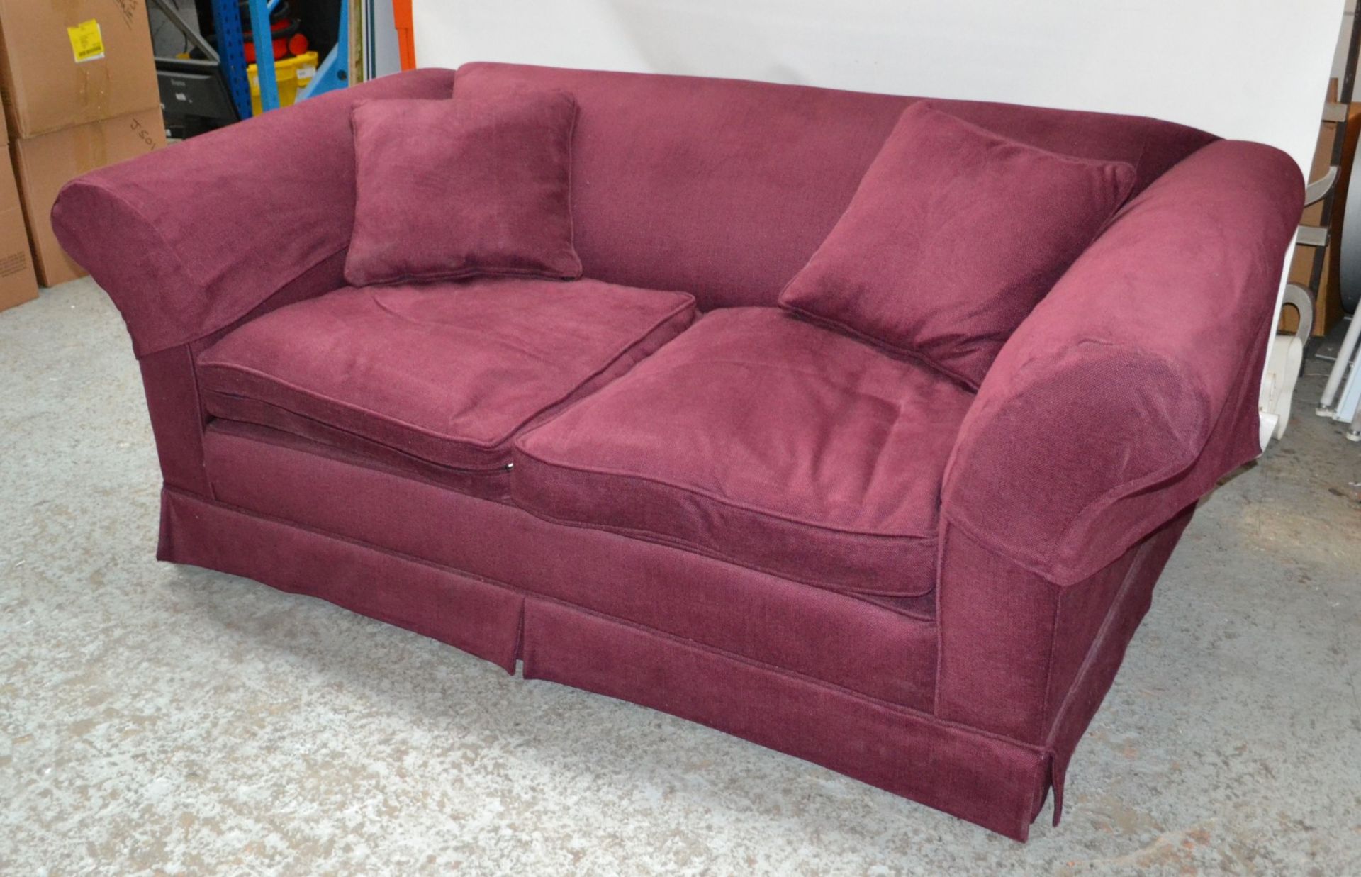 1 x Large Purple Sofa With Arm Covers - CL314 - Location: Altrincham WA14 - *NO VAT On Hammer*<B