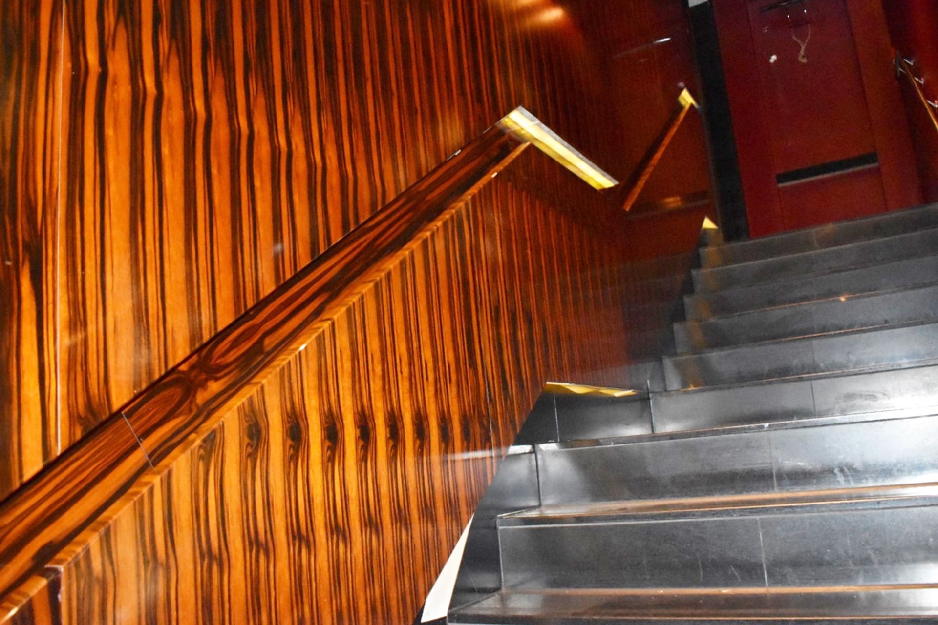 1 x Zebrano Wood Stair Panelling With Integrated Illuminated Hand Rail - Five Metres In Length - - Image 4 of 8