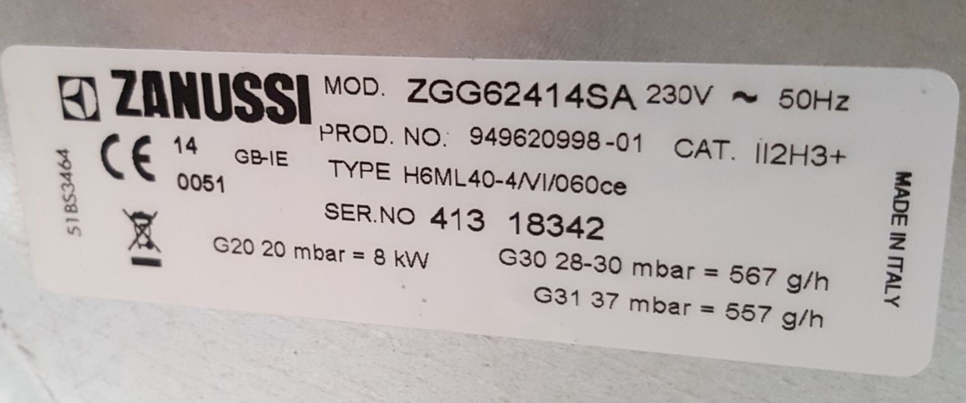 1 x Zanussi 58cm Gas Hob Stainless Steel ZGH62414XS - Ref BY175 - Image 4 of 4