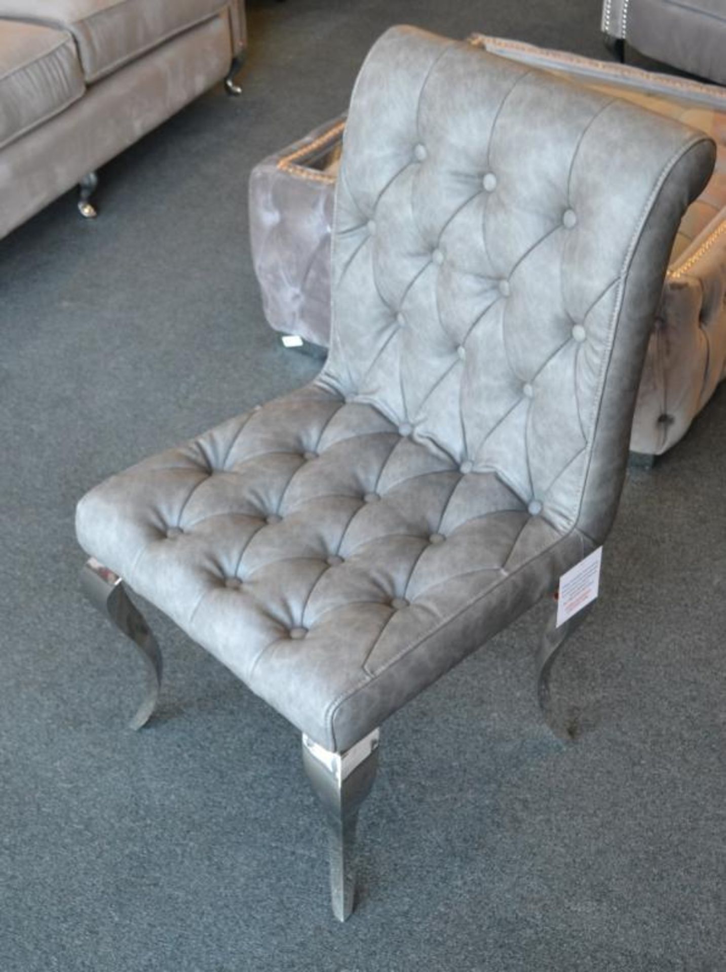 1 x Luxurious Detailed Pebble Grey Dressing Table Chair. This chair is covered in soft leatherette a - Image 2 of 4