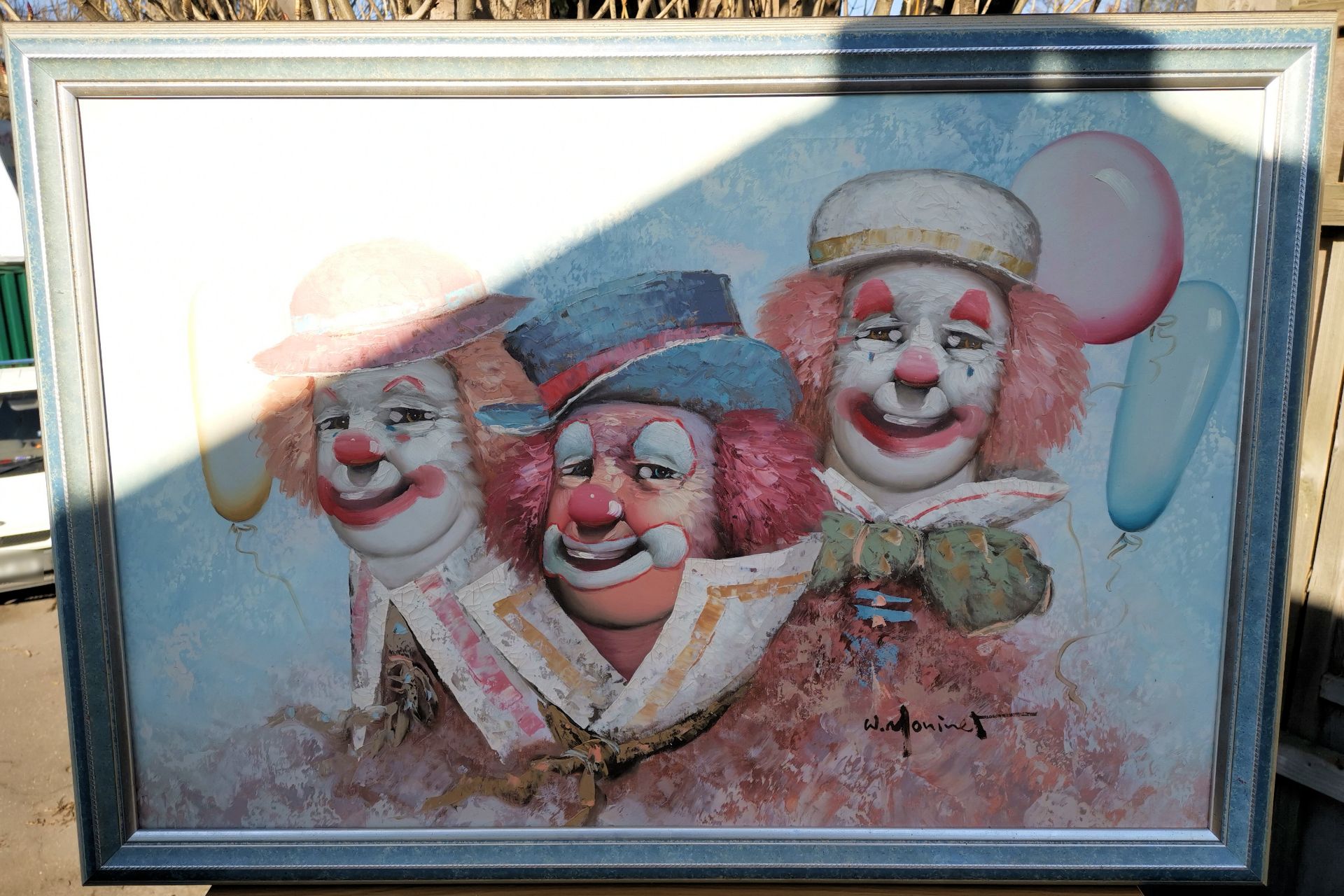 1 x Clown Oil Painting by W Moninet - Dimensions: 1020 x720 mm - CL355 - Location: Great Yarmouth