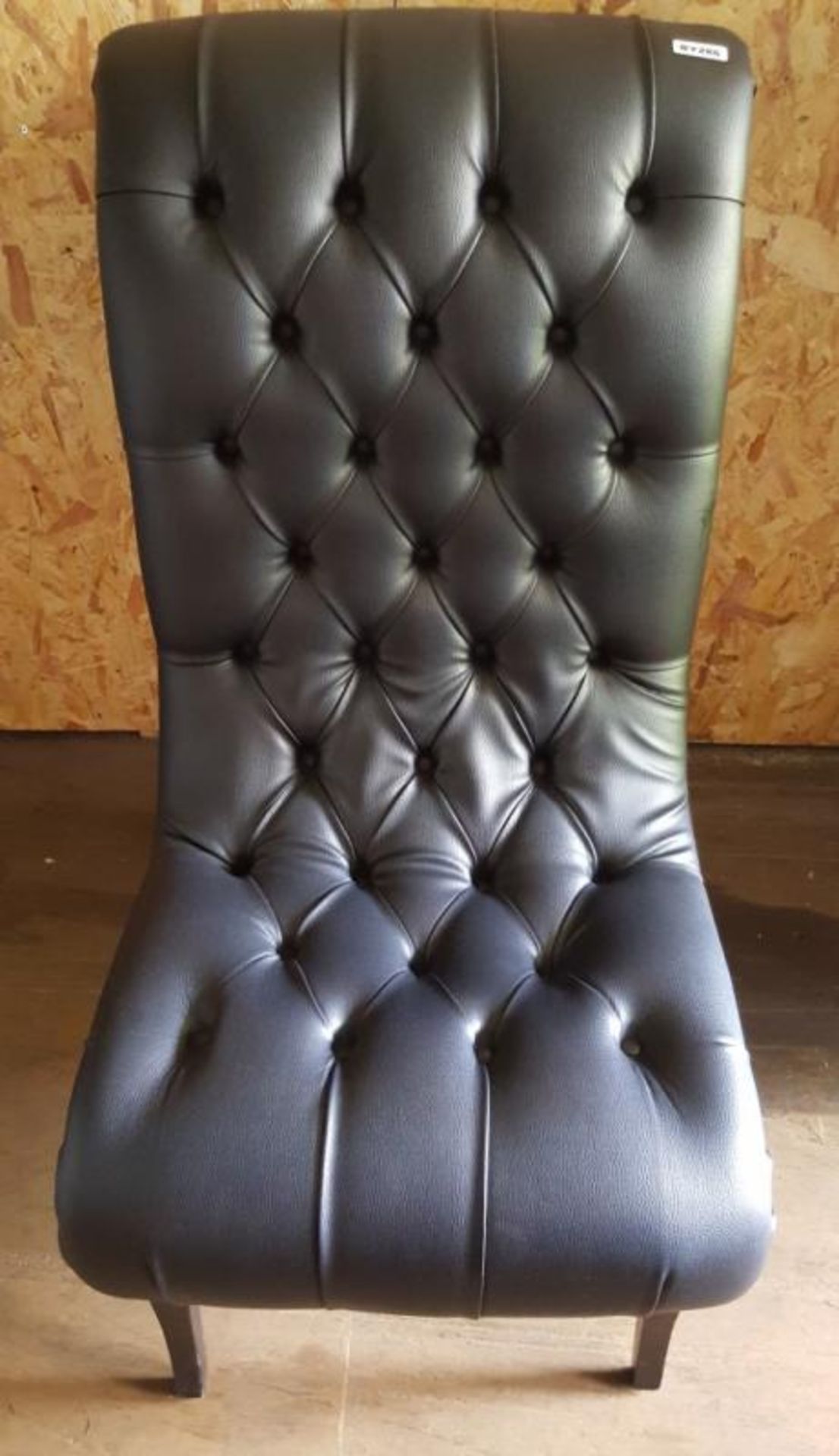1 x Commercial Chesterfield-Style Low-Profile Button-Back Lounge Chair, Upholstered In&nbsp;Black Le - Image 2 of 4