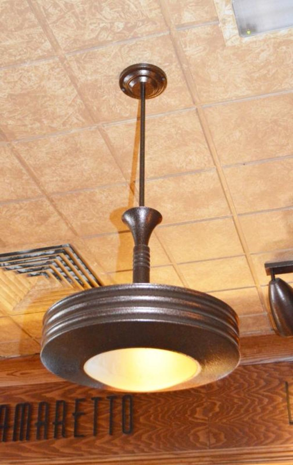 2 x Suspended Ceiling Lights With Brown Pitted Finish - Diameter 40 cm x 80 cm Drop - CL357 - Locati - Image 3 of 3