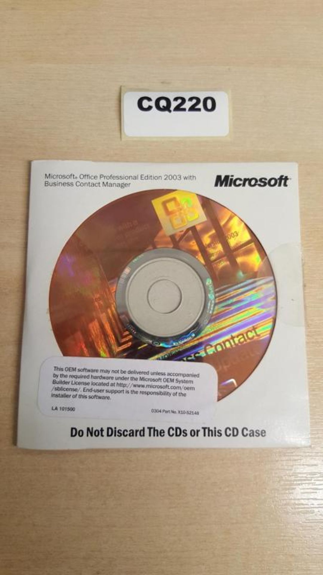 3 x Microsoft office Professional Edition 2003 Disc - Ref CQ220 UP/N - CL394 - Location: Altrincham - Image 2 of 2