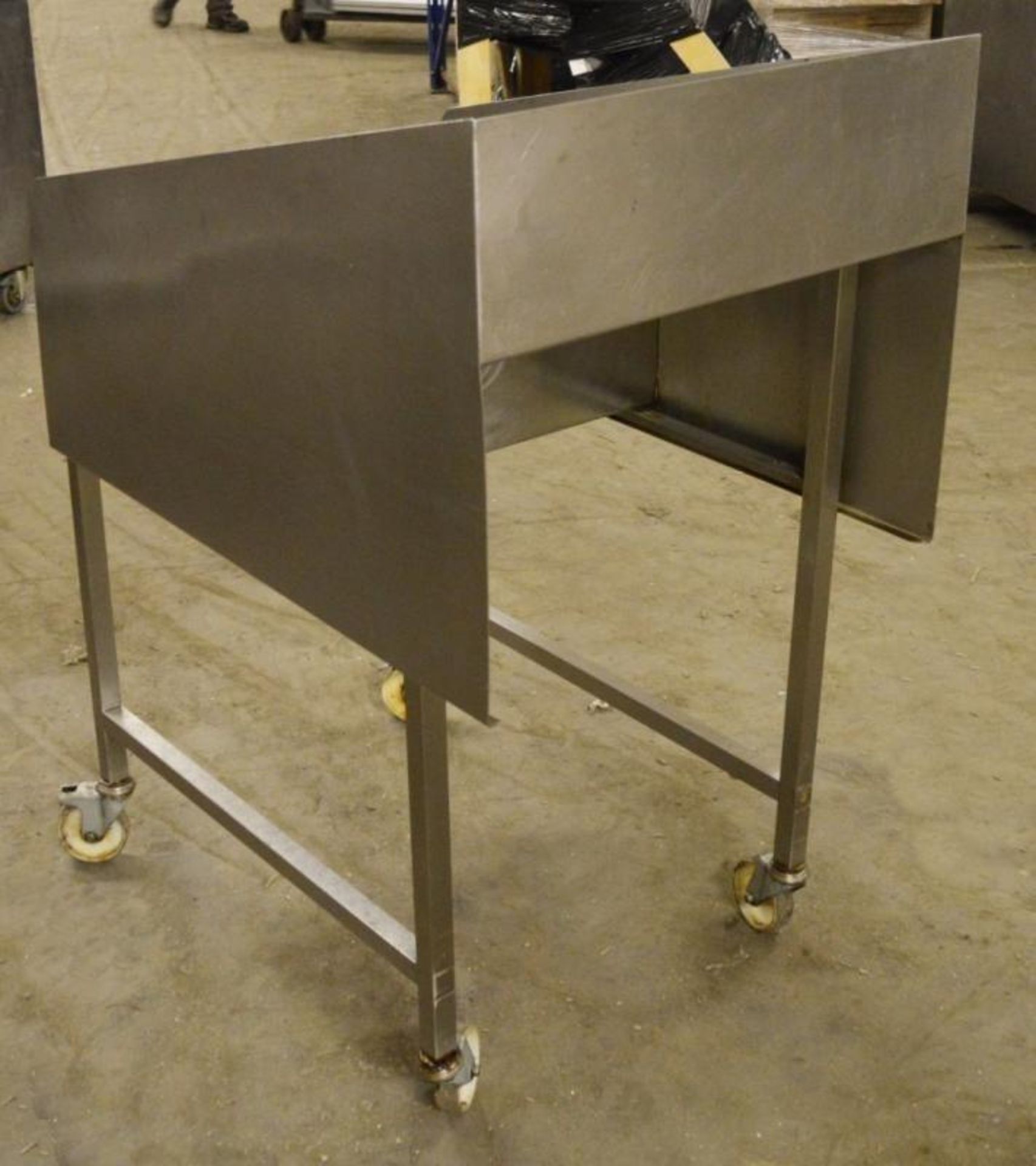 1 x Stainless Steel Commercial Waste Bench - Two Tier Waste Chute on Castors - H114 x W62.5 x D90 cm - Image 3 of 5