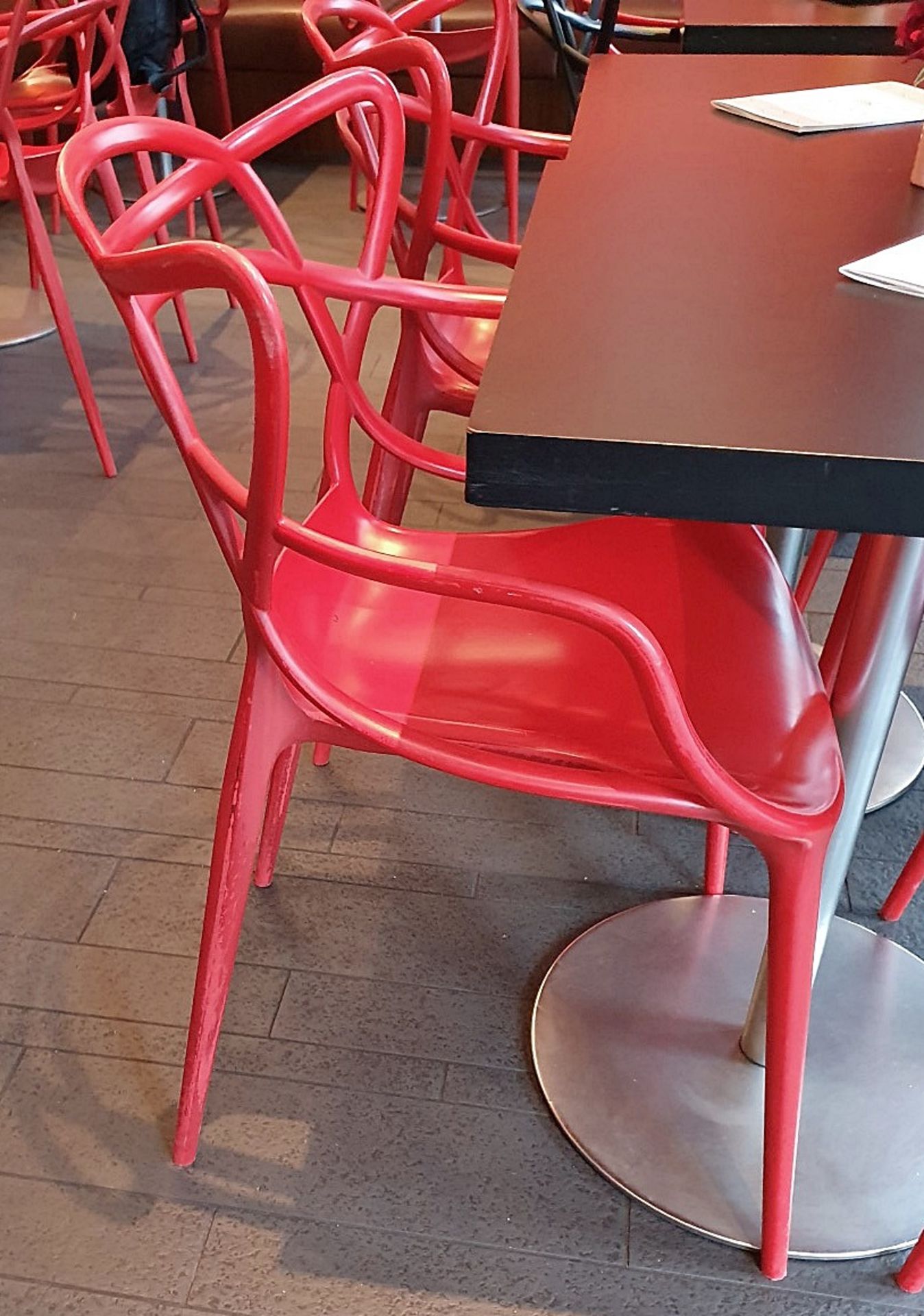 4 x Philippe Starck Inspired 'Masters' Designer Red Gloss Bistro Chairs - BRE007 - Image 3 of 3