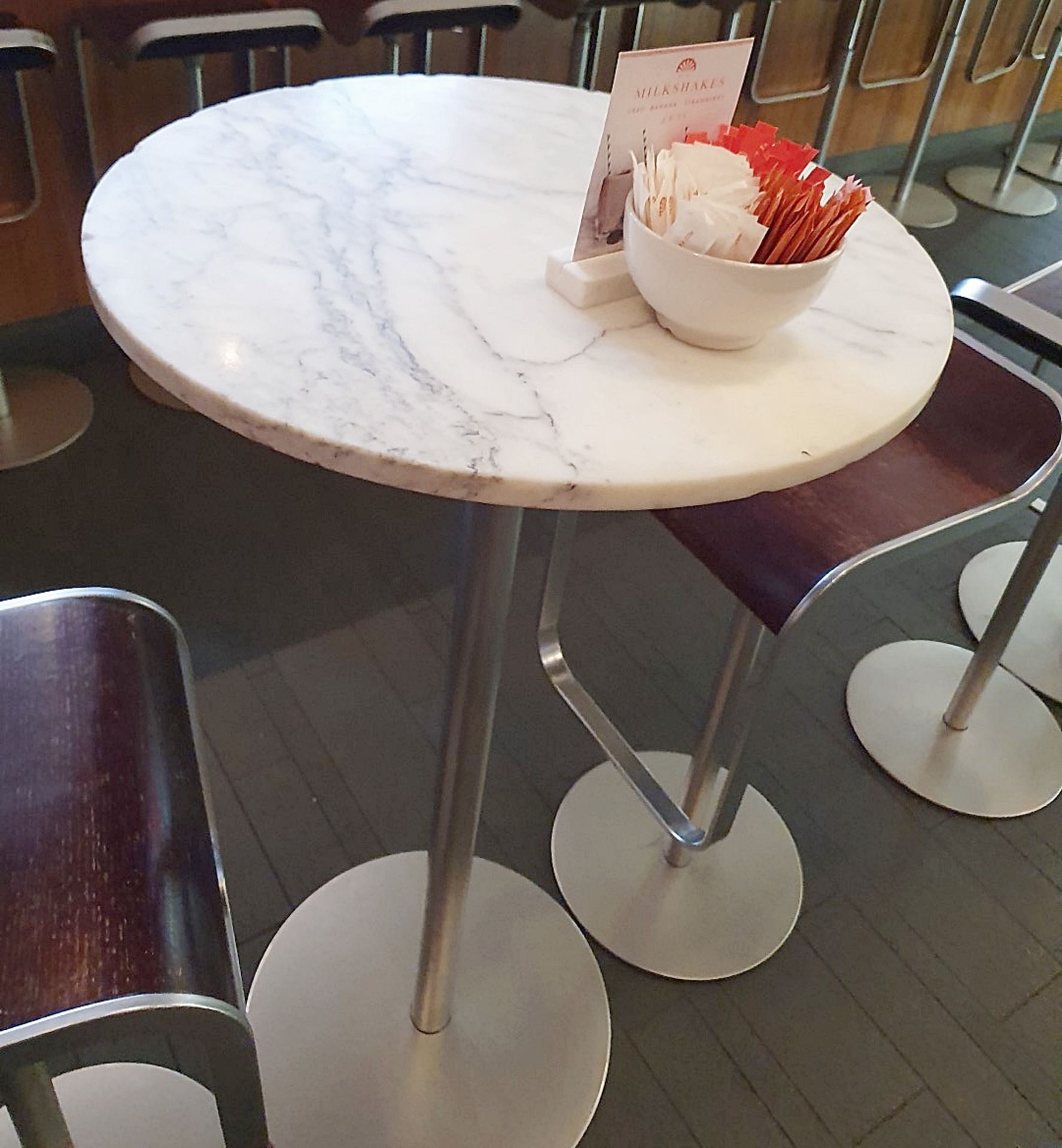 1 x Tall Round Marble/Granite Cocktail Bar Table - Dimensions: Diameter 60cm x Height 111cm - Ref: - Image 3 of 6