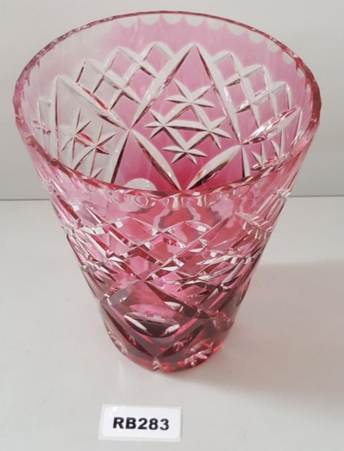 1 x Bohemian Cranberry Cut Glass Vase H20cm - Ref RB283 E - CL334 - Location: Altrincham WA14 NO VAT - Image 4 of 4