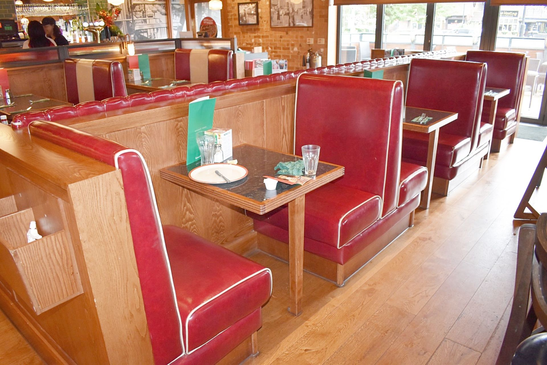 4 x Sections Restaurant Seating - Retro 1950s American Diner Design - Red Faux Leather