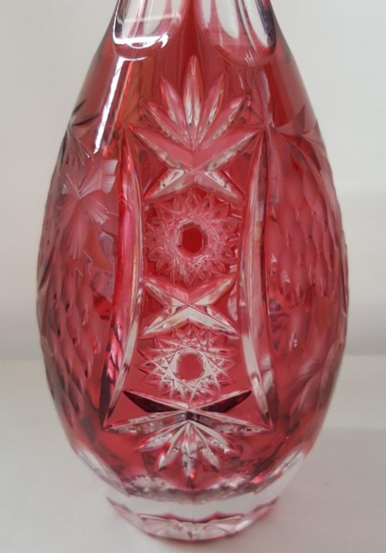 1 x Bohemian Antique Cranberry Cut Glass Decanter H39cm - Ref RB289 E - CL334 - Location: Altrincham - Image 3 of 4