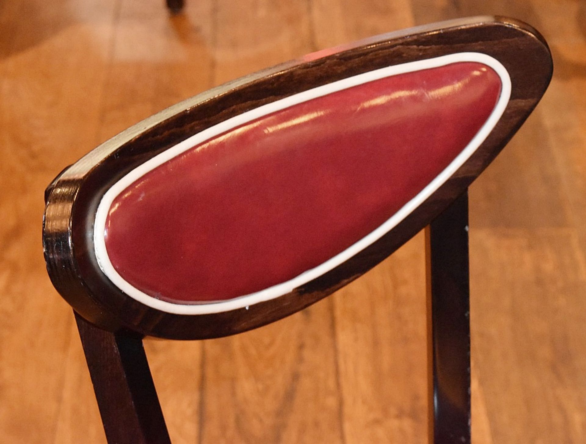 4 x Wine Red Faux Leather Dining Chairs From Italian American Restaurant - Retro Design With Dark - Image 3 of 4