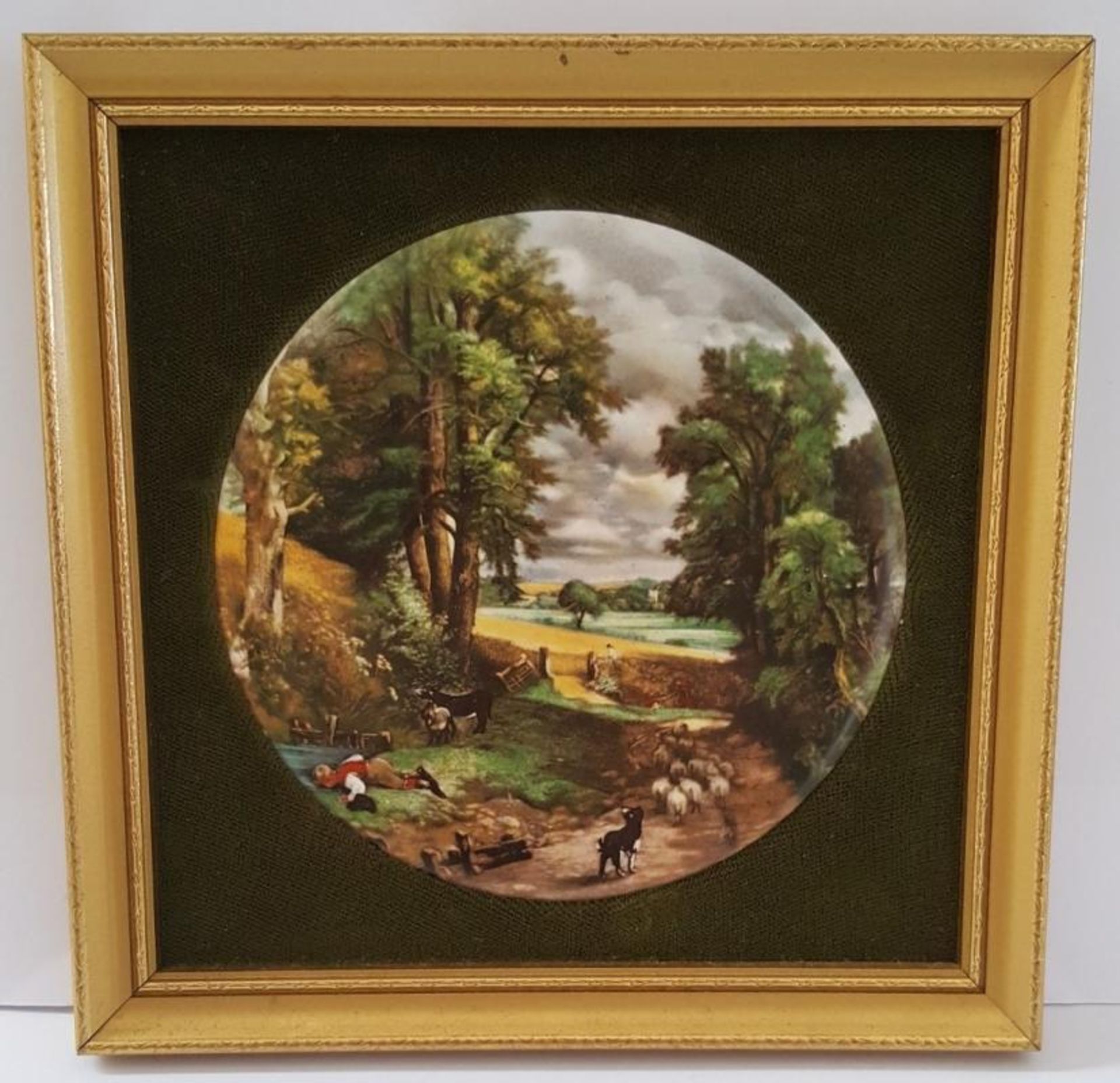 1 x Corn Field by Constable Harleigh China Staffordshire Ceramic Framed Miniature Picture - Dimensio