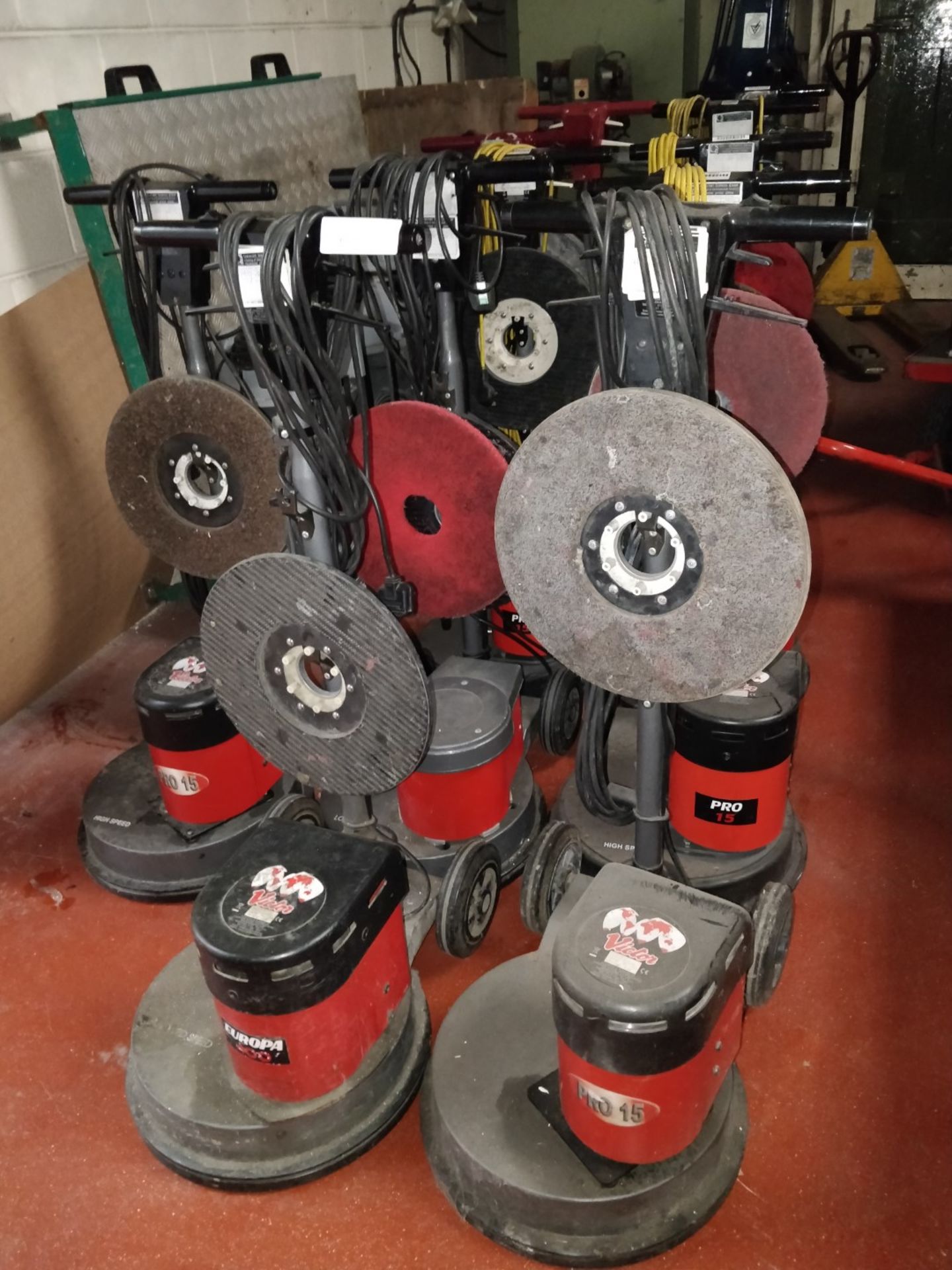 6 x Victor Contractor 400 Floor Buffer Polishers - Includes 15 Inch Base Discs as Pictured 240v - - Image 2 of 6