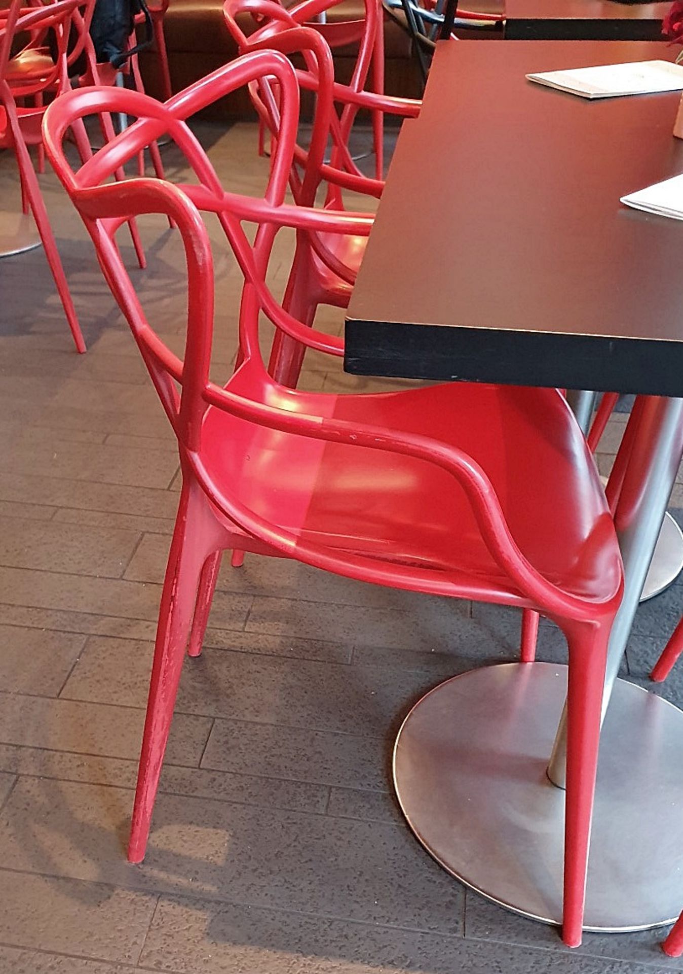 10 x Philippe Starck Inspired 'Masters' Designer Red Gloss Bistro Chairs - BRE007 - Image 2 of 3