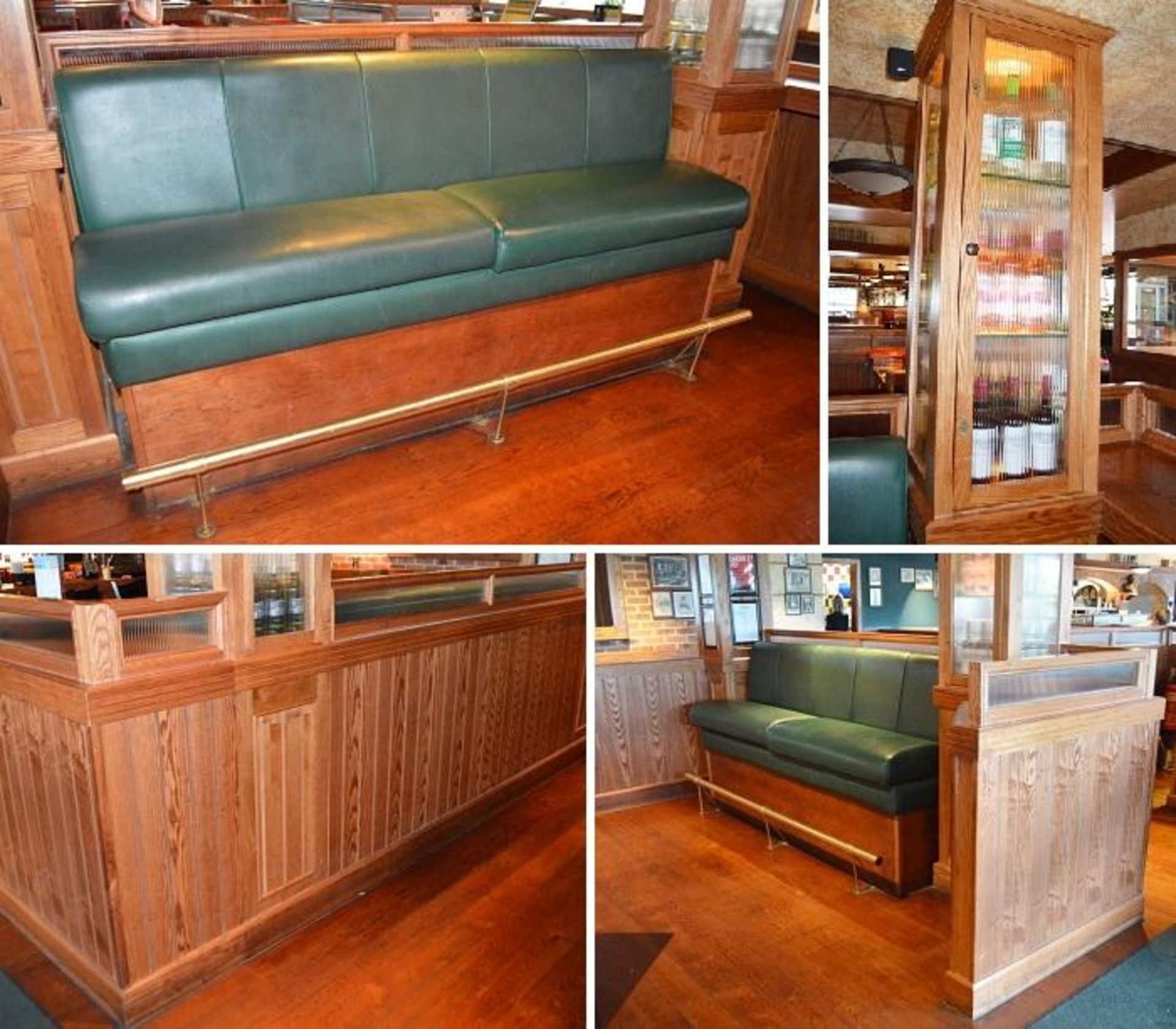 1 x Bar Restaurant Room Partition With Seating Bench, Pillar, Wine Cabinet and Foot Rest - Overall S