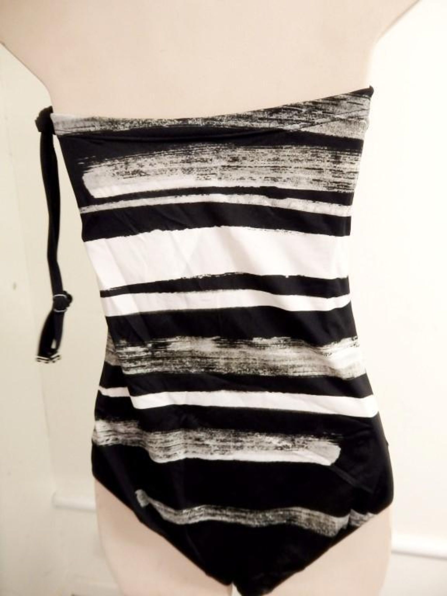 1 x Rasurel - Black/Ecru and vibrant patternedbustier -Cuba Swimsuit - R20738 - Size 2C - UK 32 - Image 4 of 7