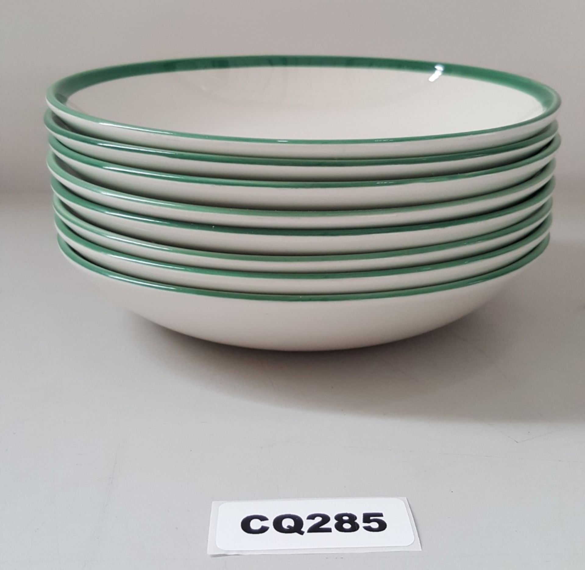 8 x Steelite Coupe Bowls White With Green Outline Egde 21CM - Ref CQ285 - Image 3 of 4