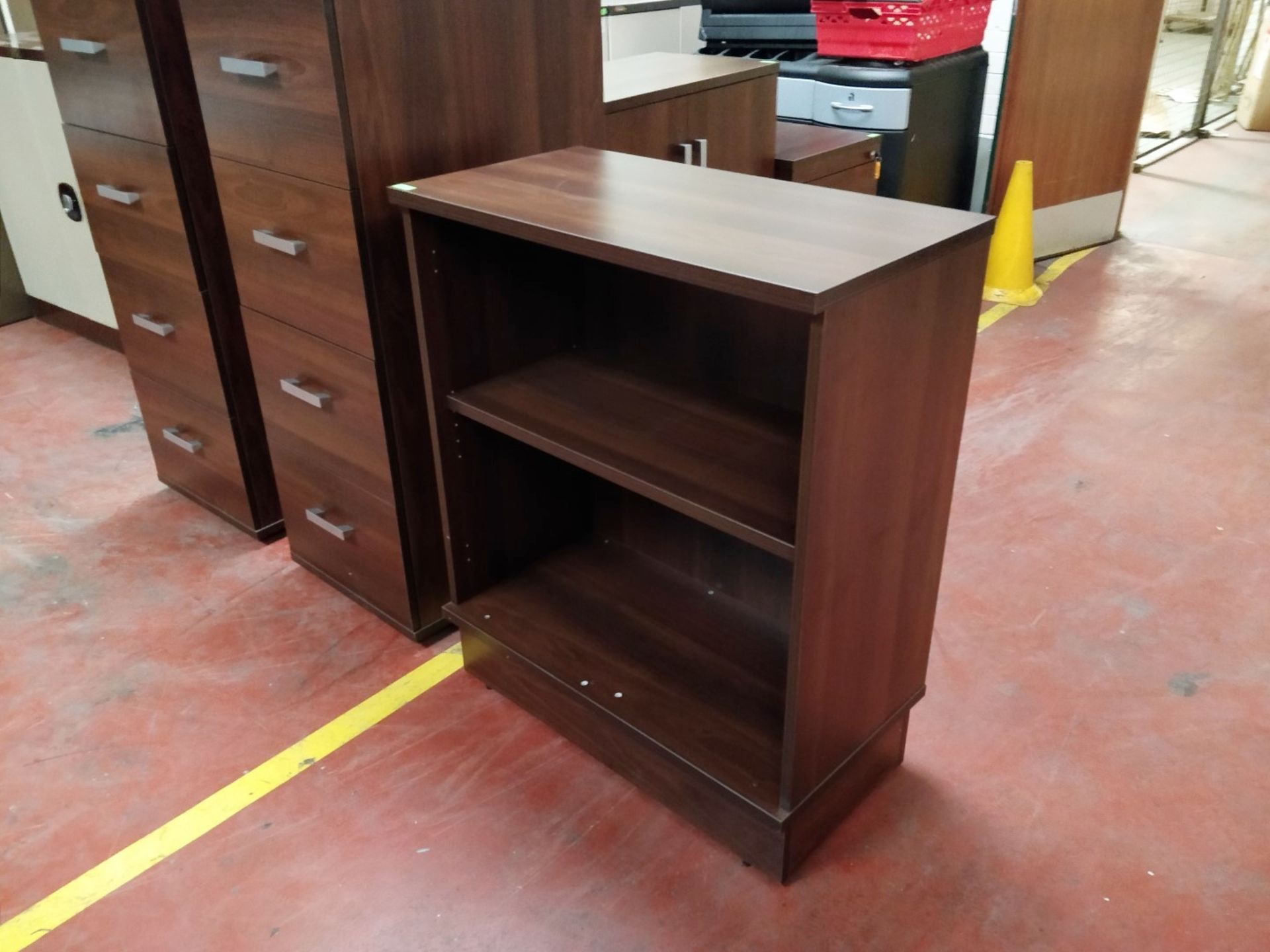 5 x Piece Contemporary Walnut Office Furniture Set - Includes Filing Cabinets, Pedestal, Cupboard - Image 2 of 3