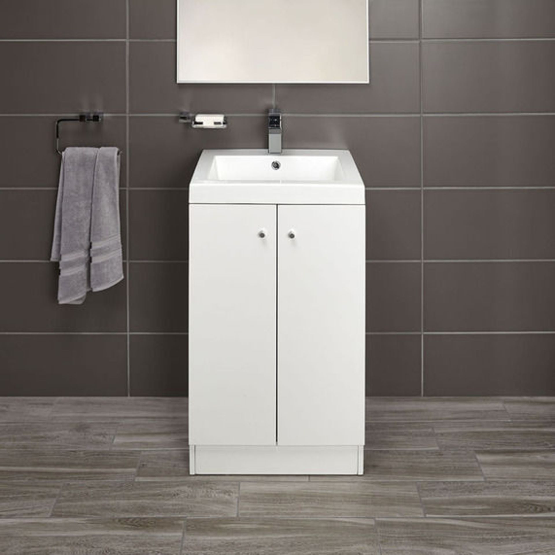 10 x Alpine Duo 500 Floor Standing Vanity unit - Gloss White - Brand New Boxed Stock - Dimensions: - Image 3 of 5