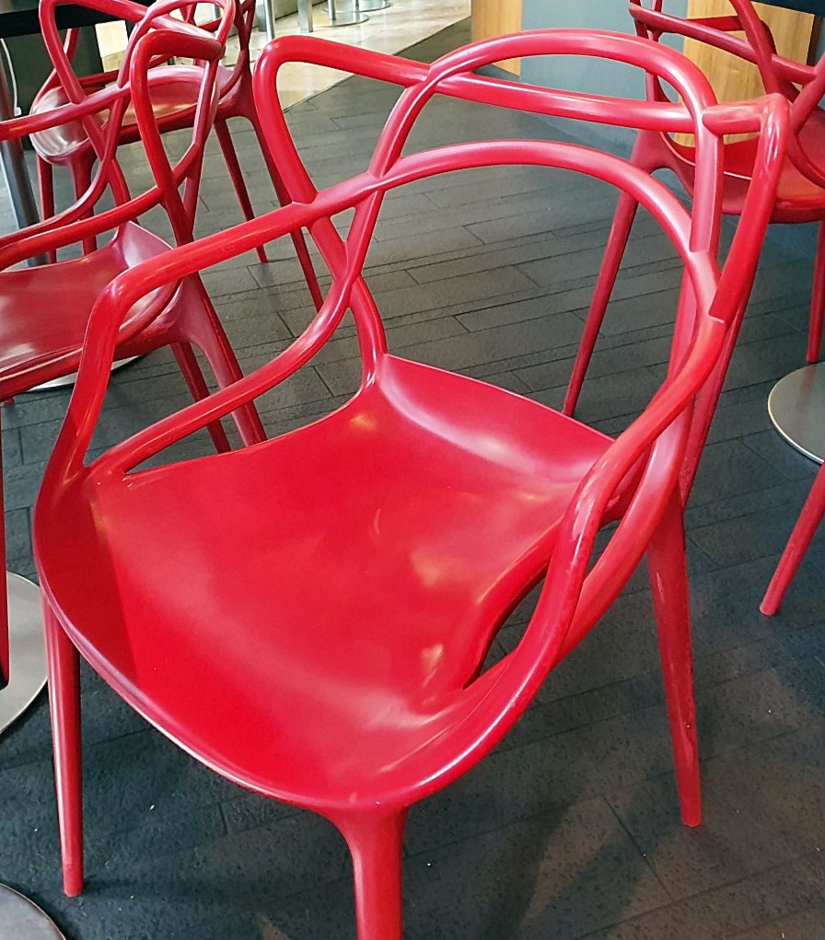 4 x Philippe Starck Inspired 'Masters' Designer Red Gloss Bistro Chairs - BRE007 - Image 2 of 3