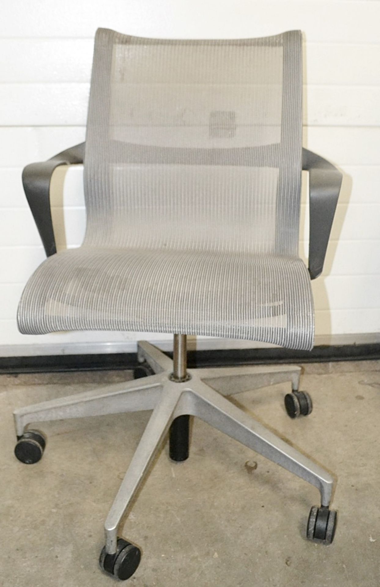 1 x Silver Grey Mesh Gas-Lift Office Chair On Castors - Dimensions (cm): W60 x D55 x Back Height