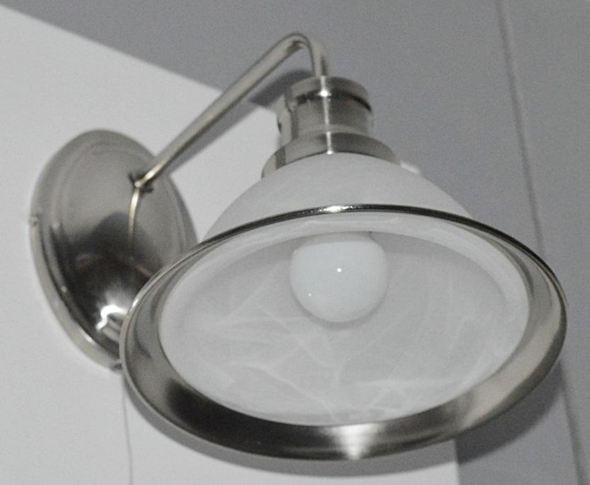 1 x Bistro Satin Silver Wall Light With Acid Glass Shade And Pull Cord - Ex Display Stock - CL298 - - Image 2 of 2